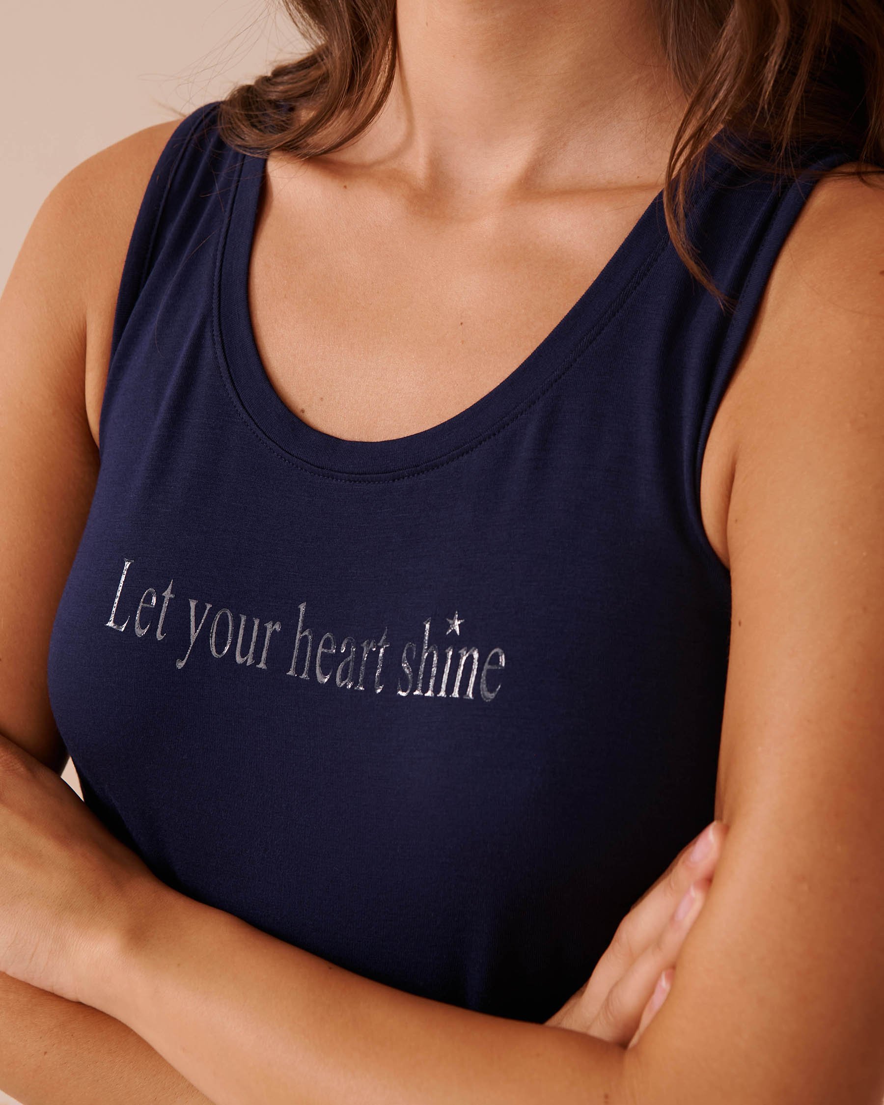 LA VIE EN ROSE Camisole en jersey doux Bleu nuit 40100625 - Voir3