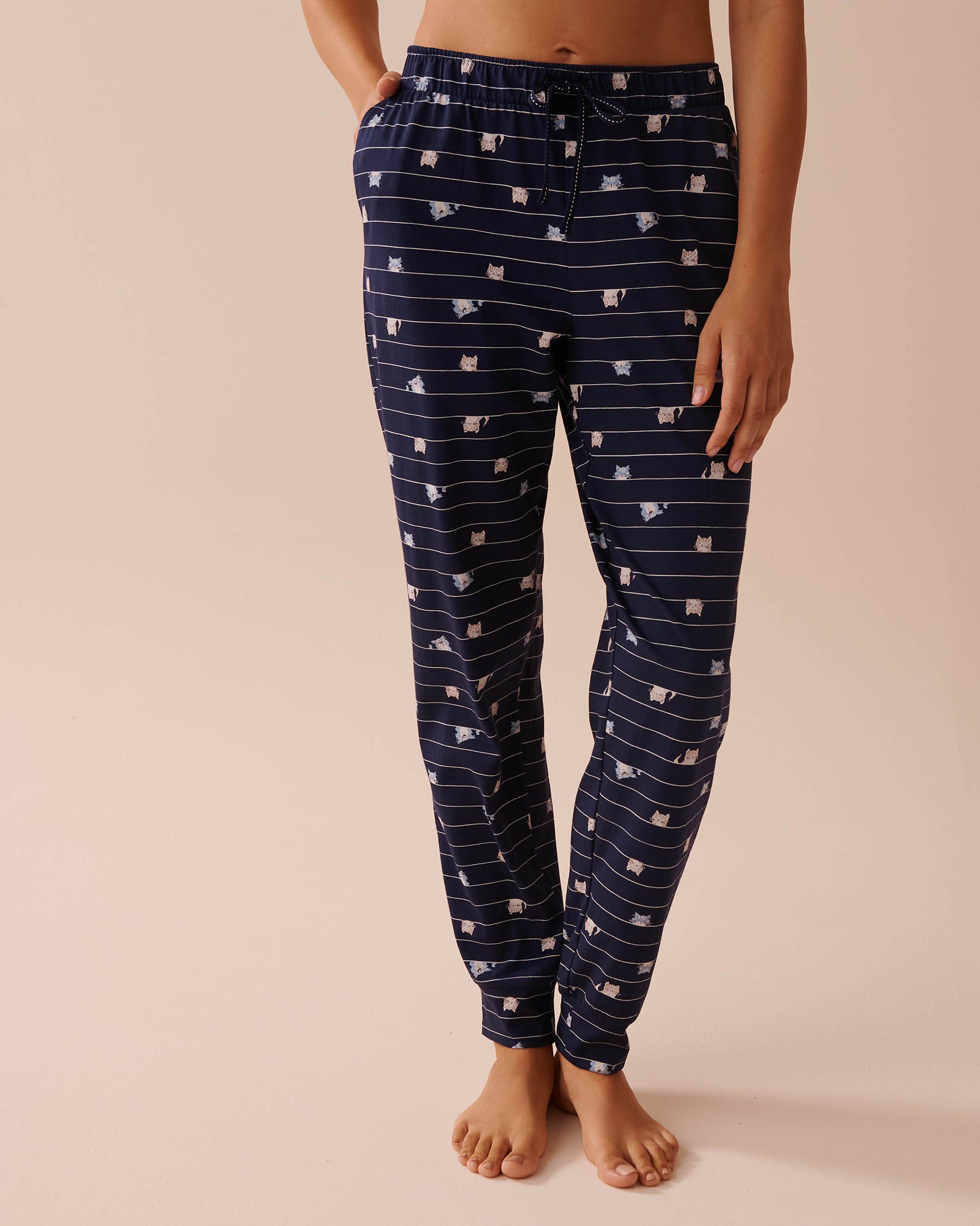 LA VIE EN ROSE Cat Print Cotton Jogger Pajama Pants Cat Print 40200607 - View3