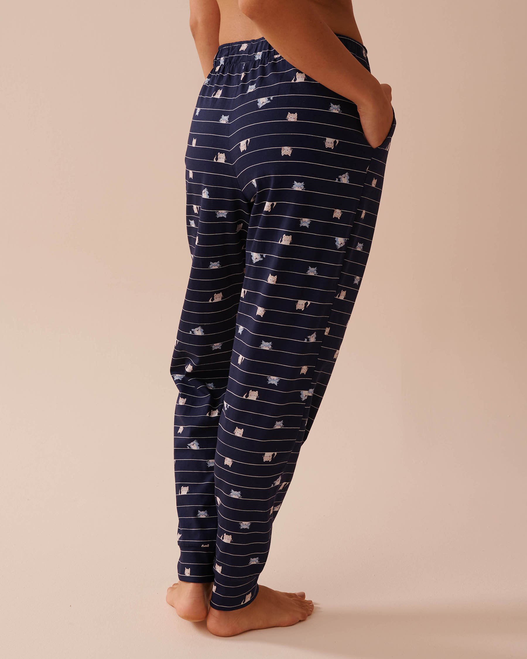 LA VIE EN ROSE Cat Print Cotton Jogger Pajama Pants Cat Print 40200607 - View4