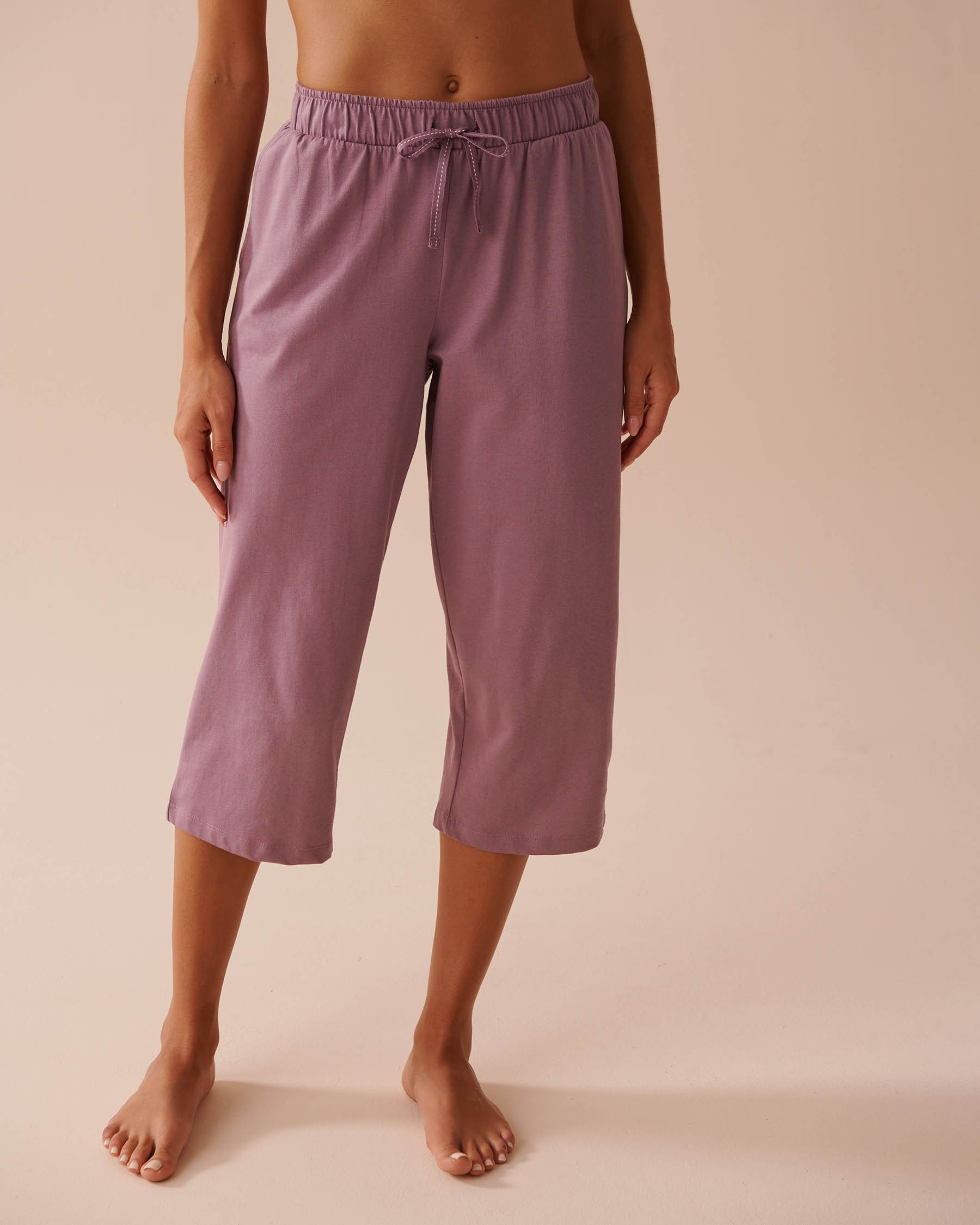LA VIE EN ROSE Capri de pyjama en coton uni Orchidée 40200608 - View1
