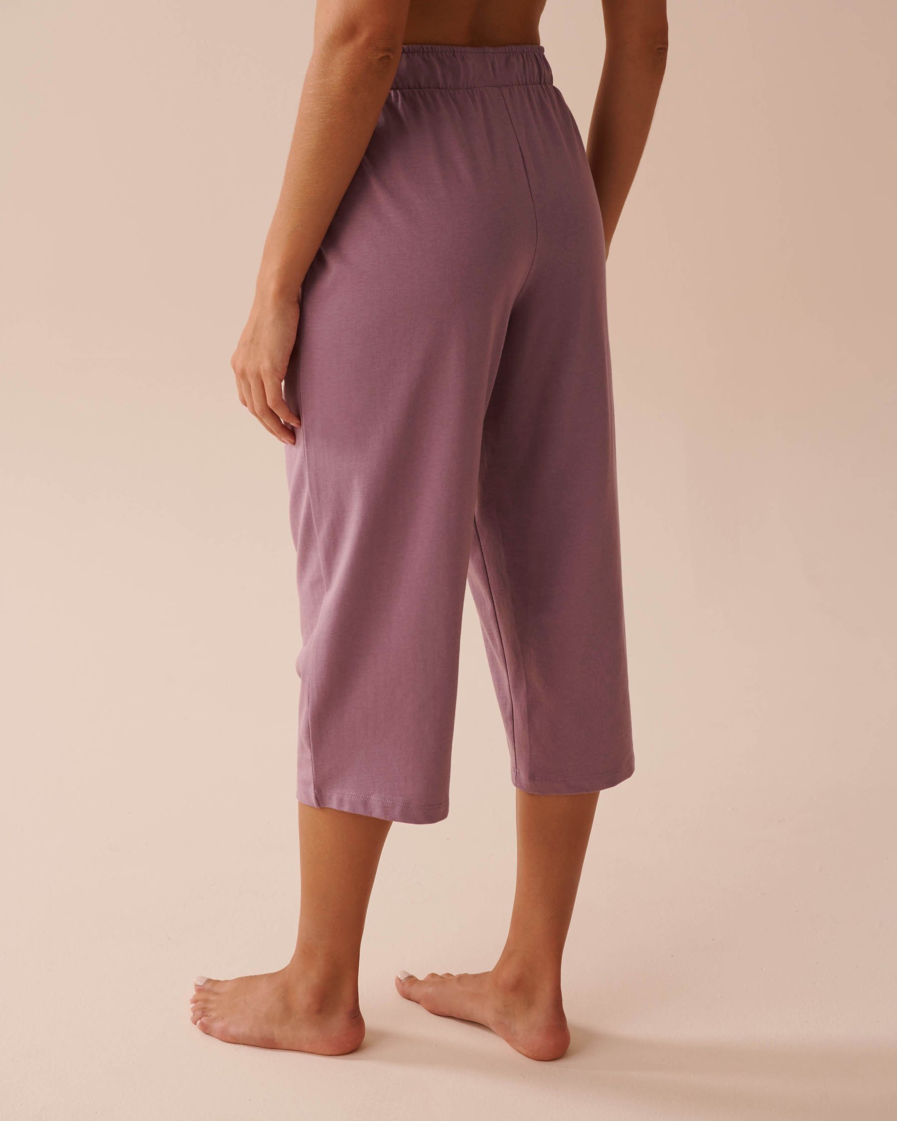 LA VIE EN ROSE Capri de pyjama en coton uni Orchidée 40200608 - View2
