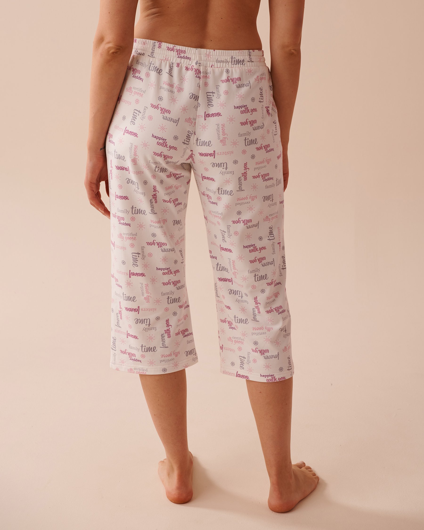 LA VIE EN ROSE Cozy Pajama Capris Quotes 40200614 - View2