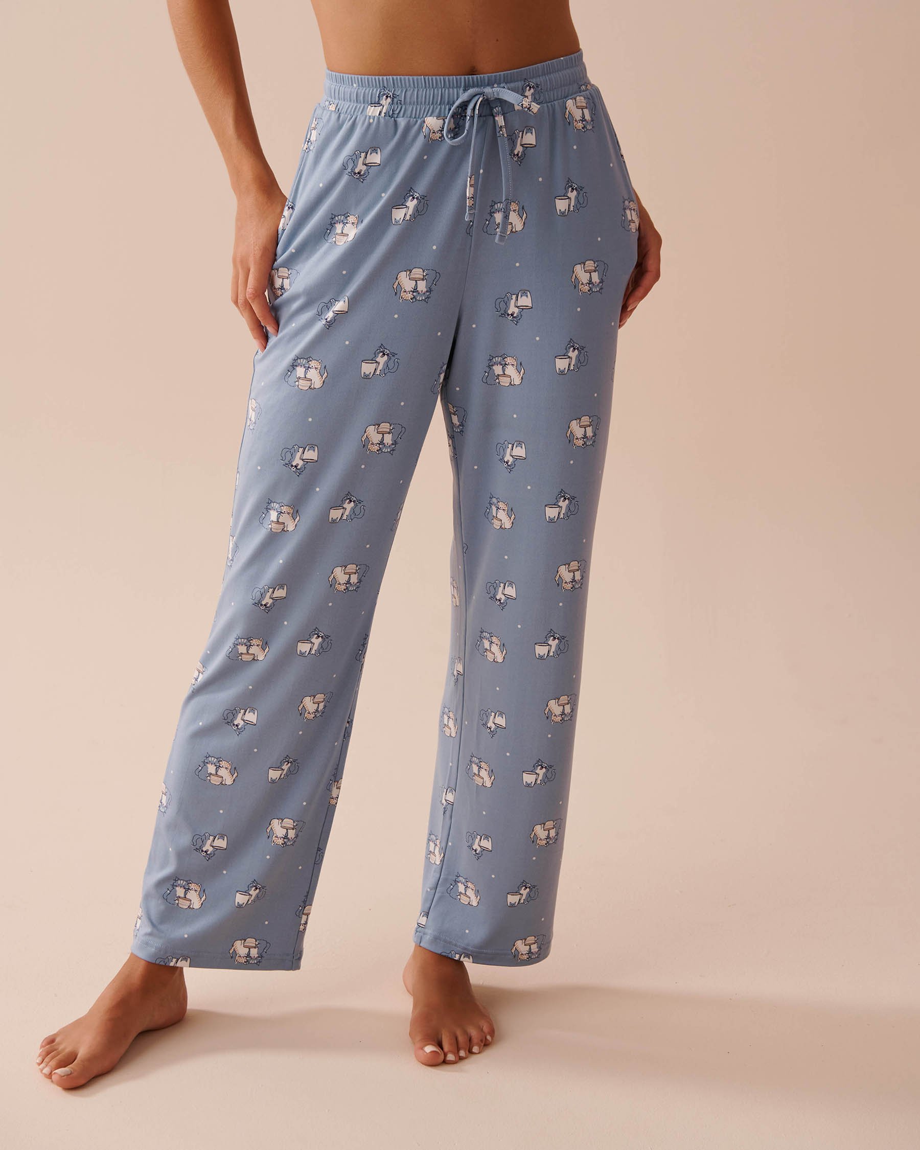 LA VIE EN ROSE Cat Print Super Soft Pajama Pants Cat Print 40200616 - View1