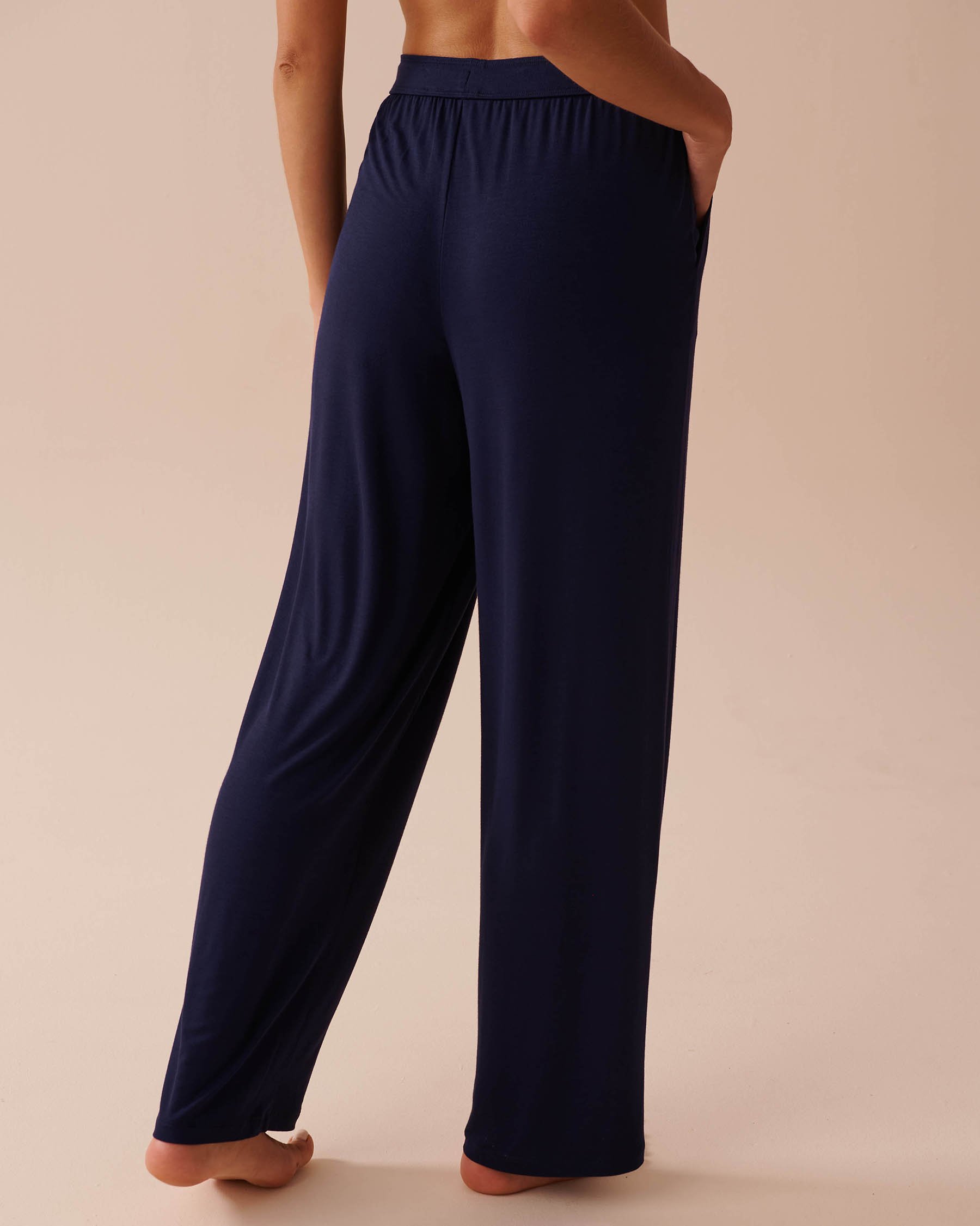 LA VIE EN ROSE Pantalon de pyjama en jersey doux Bleu nuit 40200621 - Voir2