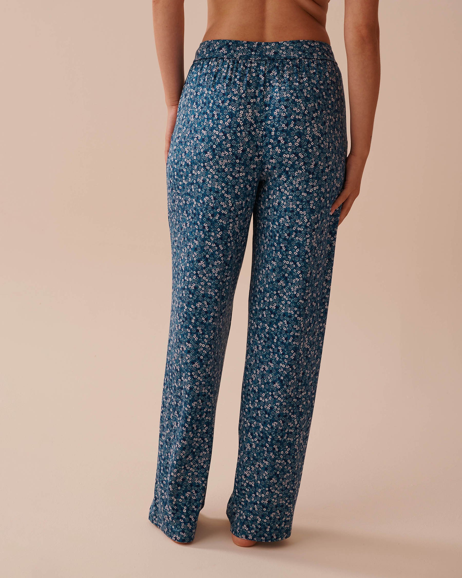 LA VIE EN ROSE Soft Jersey Pants Ditsy Blue Flowers 40200621 - View2