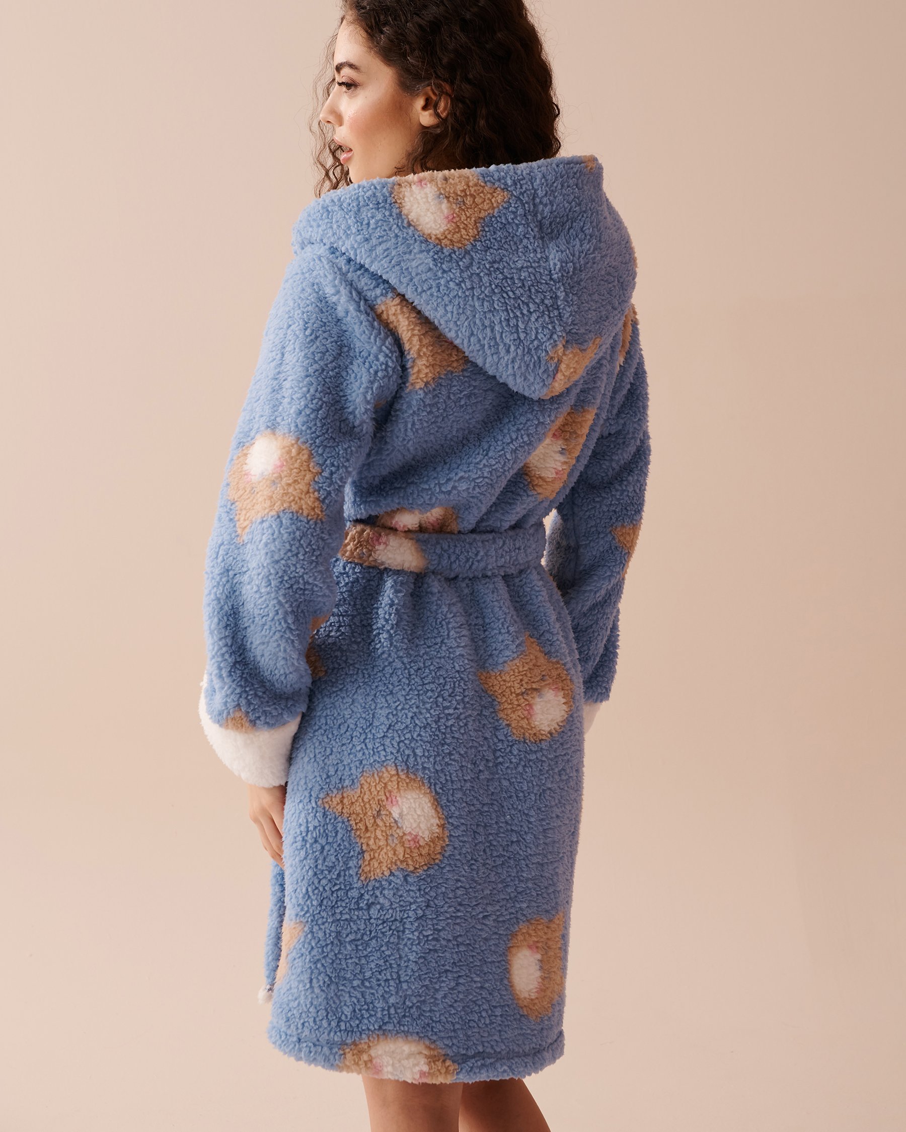 LA VIE EN ROSE Cat Print Sherpa Robe Cat Print 40600183 - View2