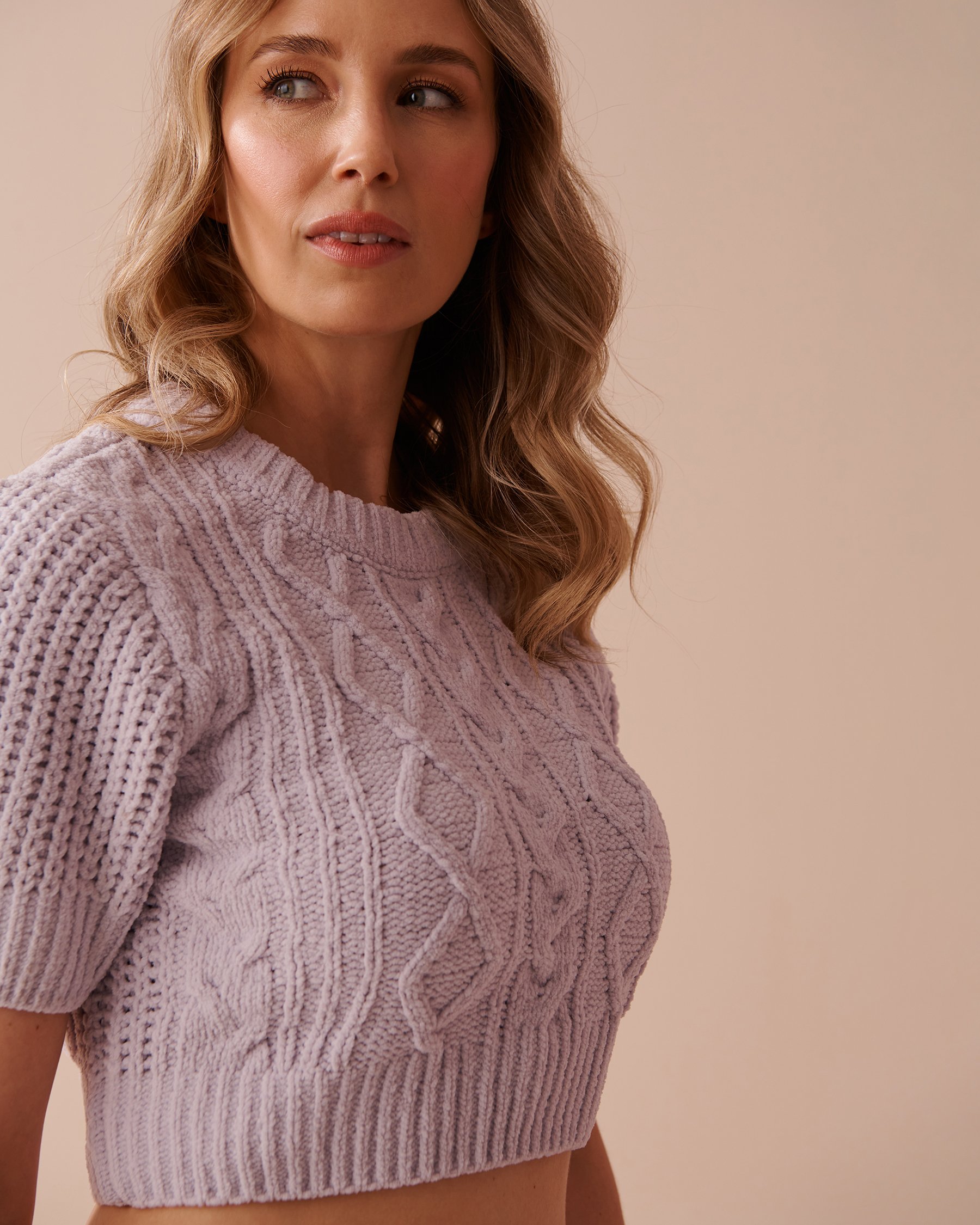 LA VIE EN ROSE T-shirt court en chenille torsadée Brume nocturne 50100093 - View3