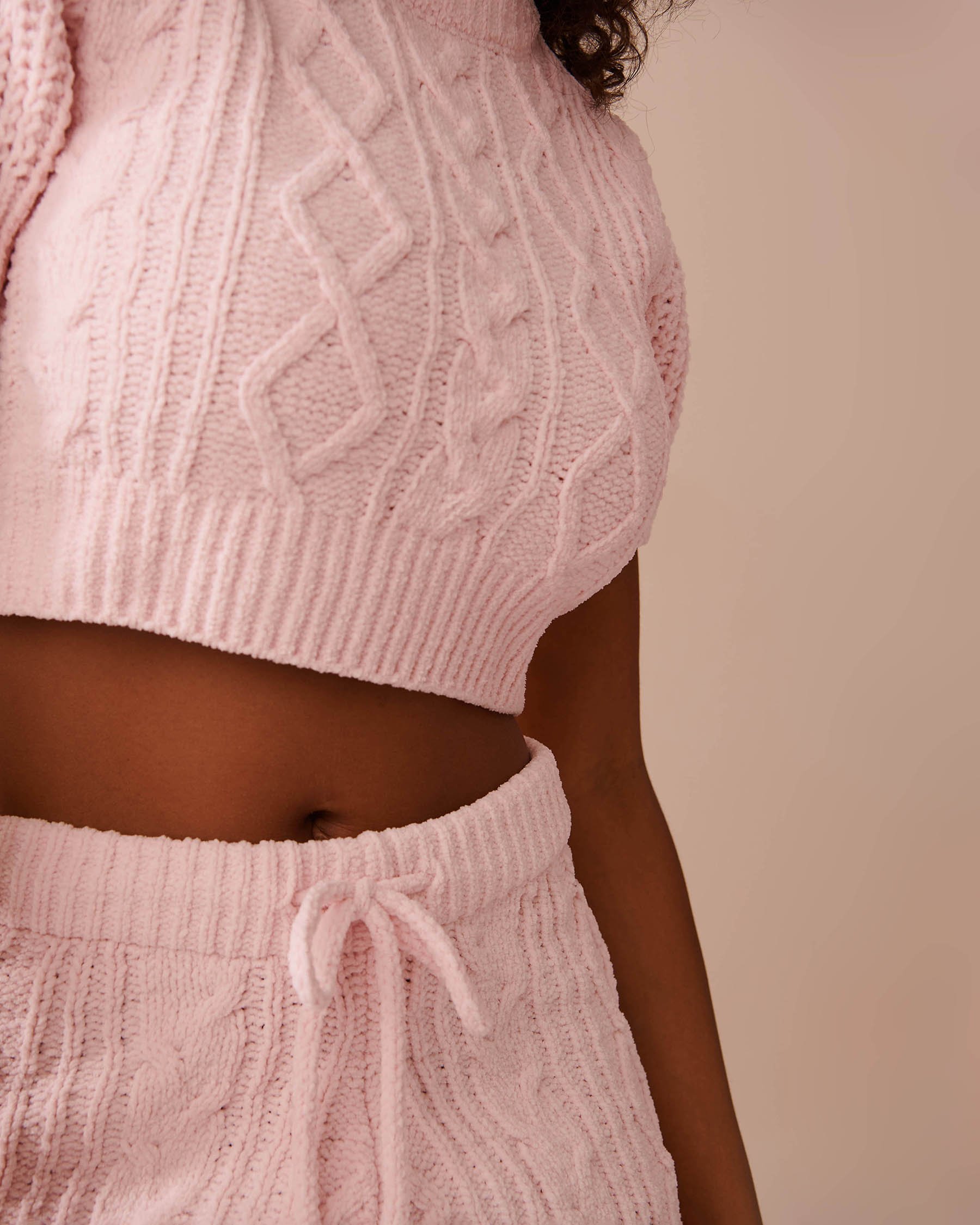 LA VIE EN ROSE T-shirt court en chenille torsadée Rose pâle 50100093 - View5