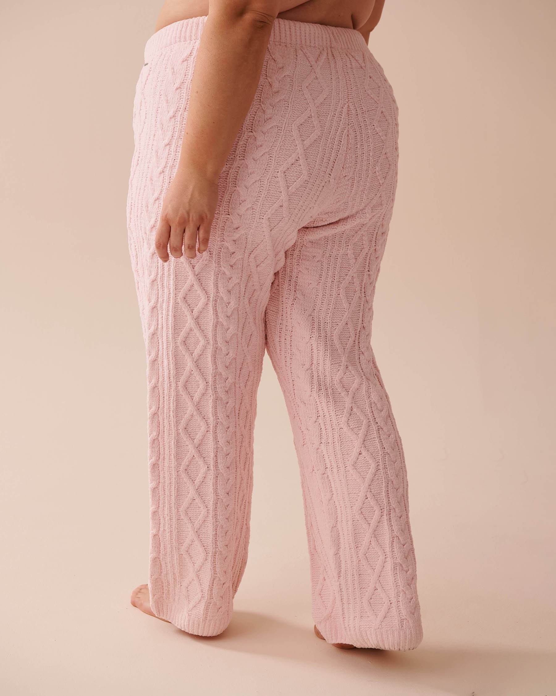 LA VIE EN ROSE Cable-Knit Chenille Pants Light Pink 50200081 - View2