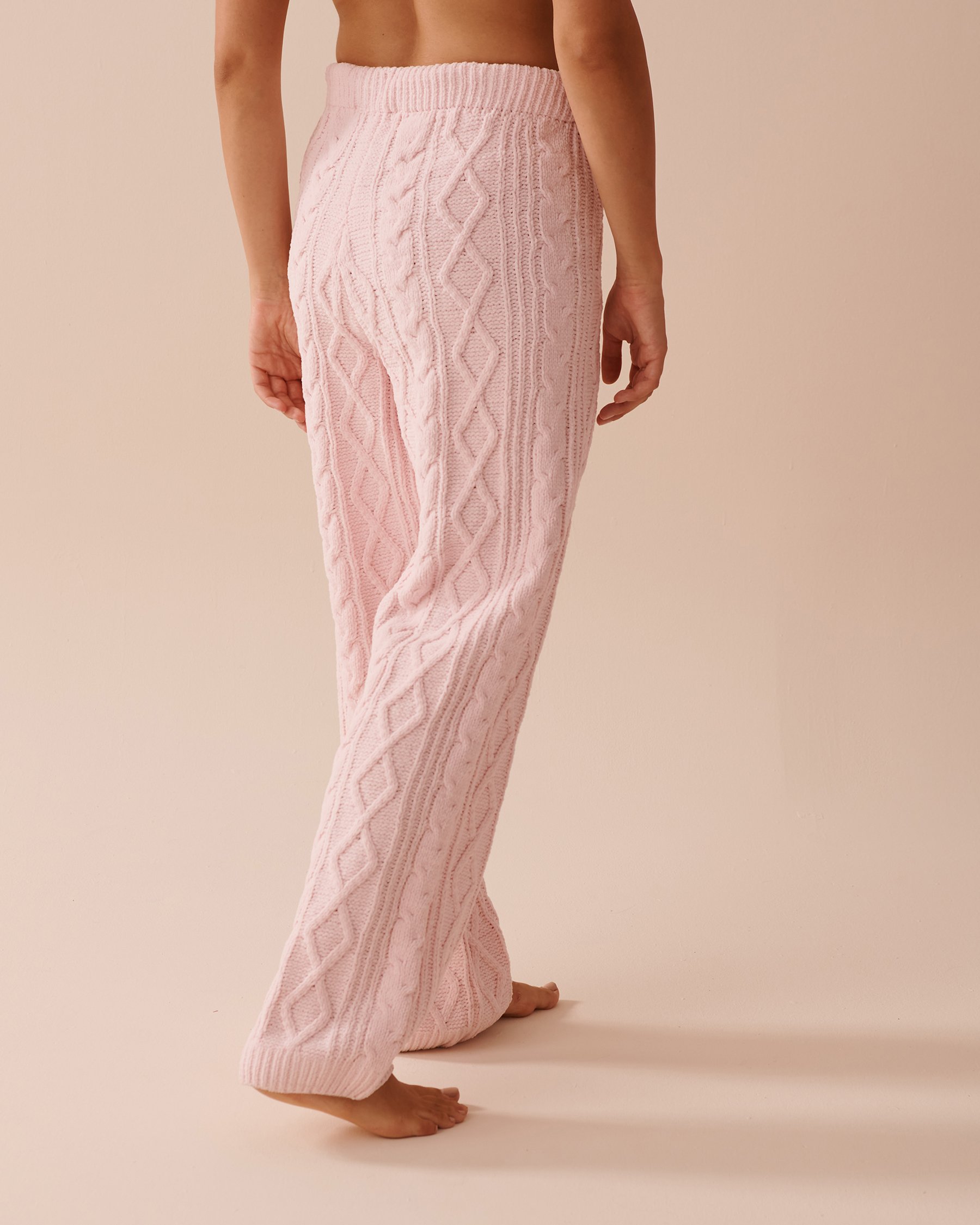 LA VIE EN ROSE Cable-Knit Chenille Pants Light Pink 50200081 - View4
