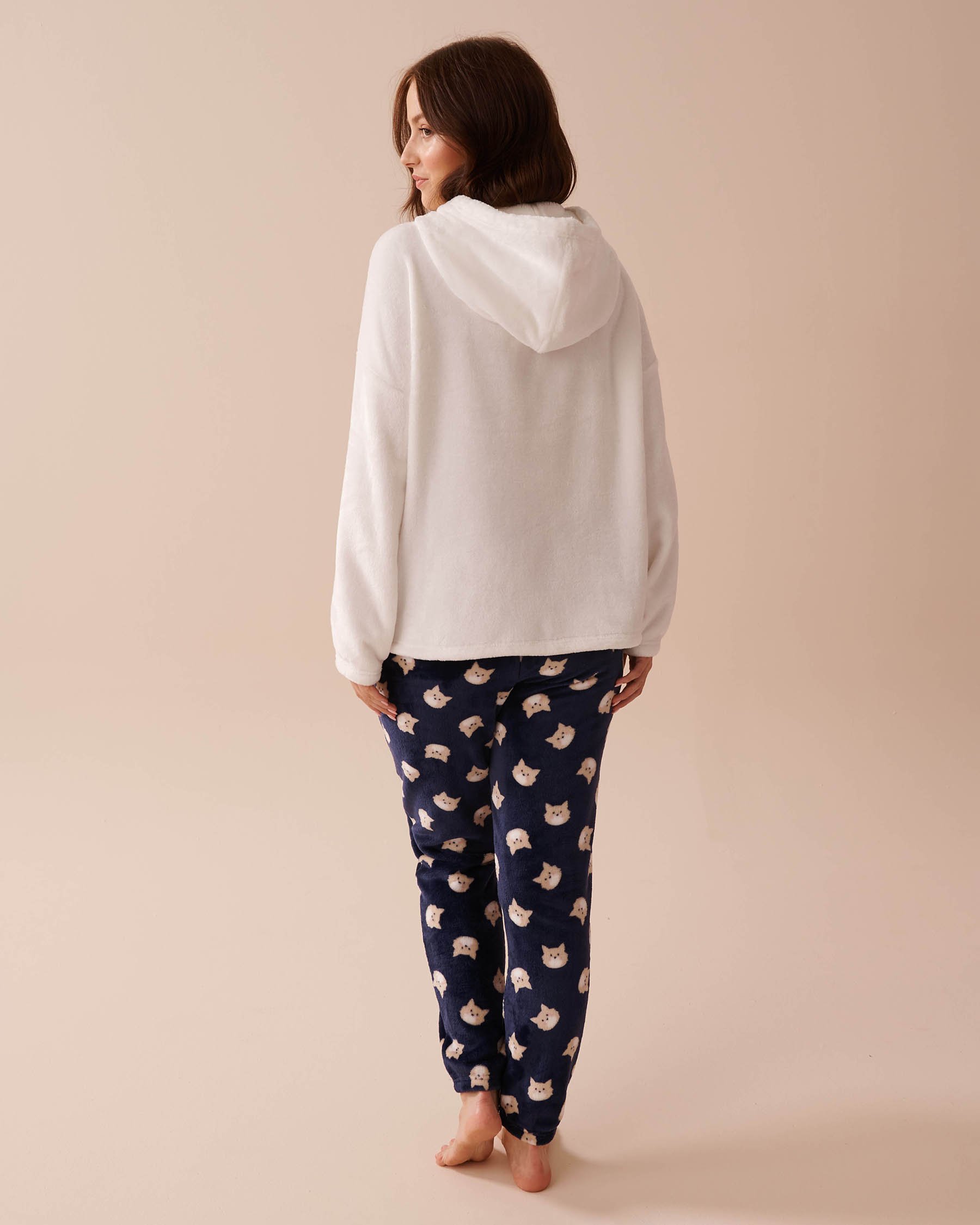 LA VIE EN ROSE Cat Print Soft Plush PJ Set Cat Print 40400070 - View5