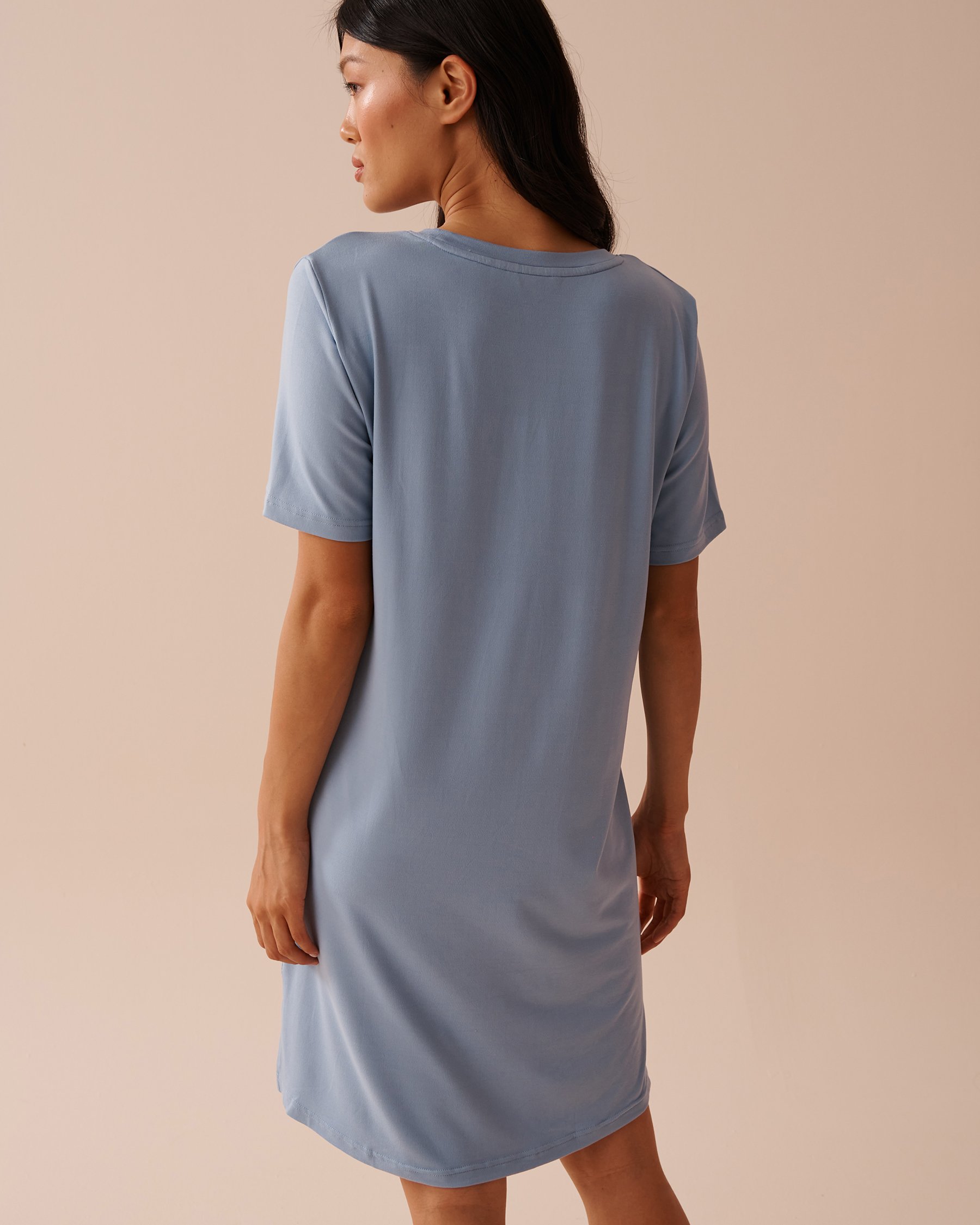 LA VIE EN ROSE Chemise de nuit ultra douce à imprimé chat Rêve bleu 40500382 - View3