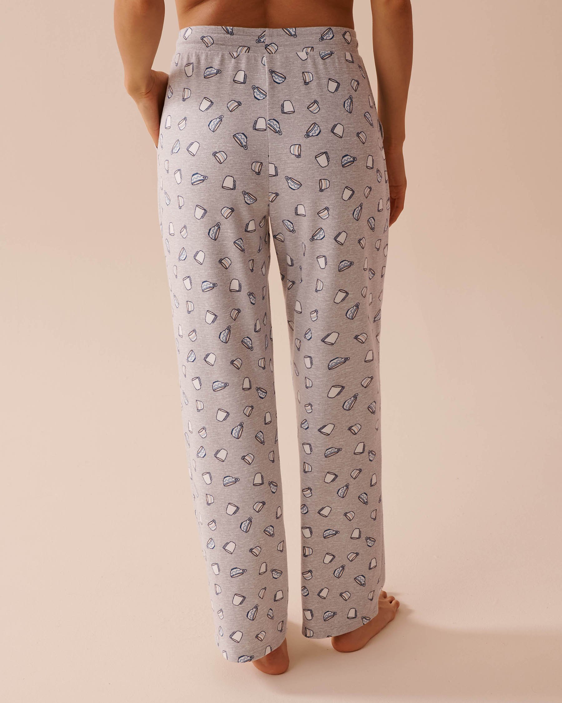 LA VIE EN ROSE Coffee Cup Print Recycled Fibers Pajama Pants Coffee Cups 40200610 - View2