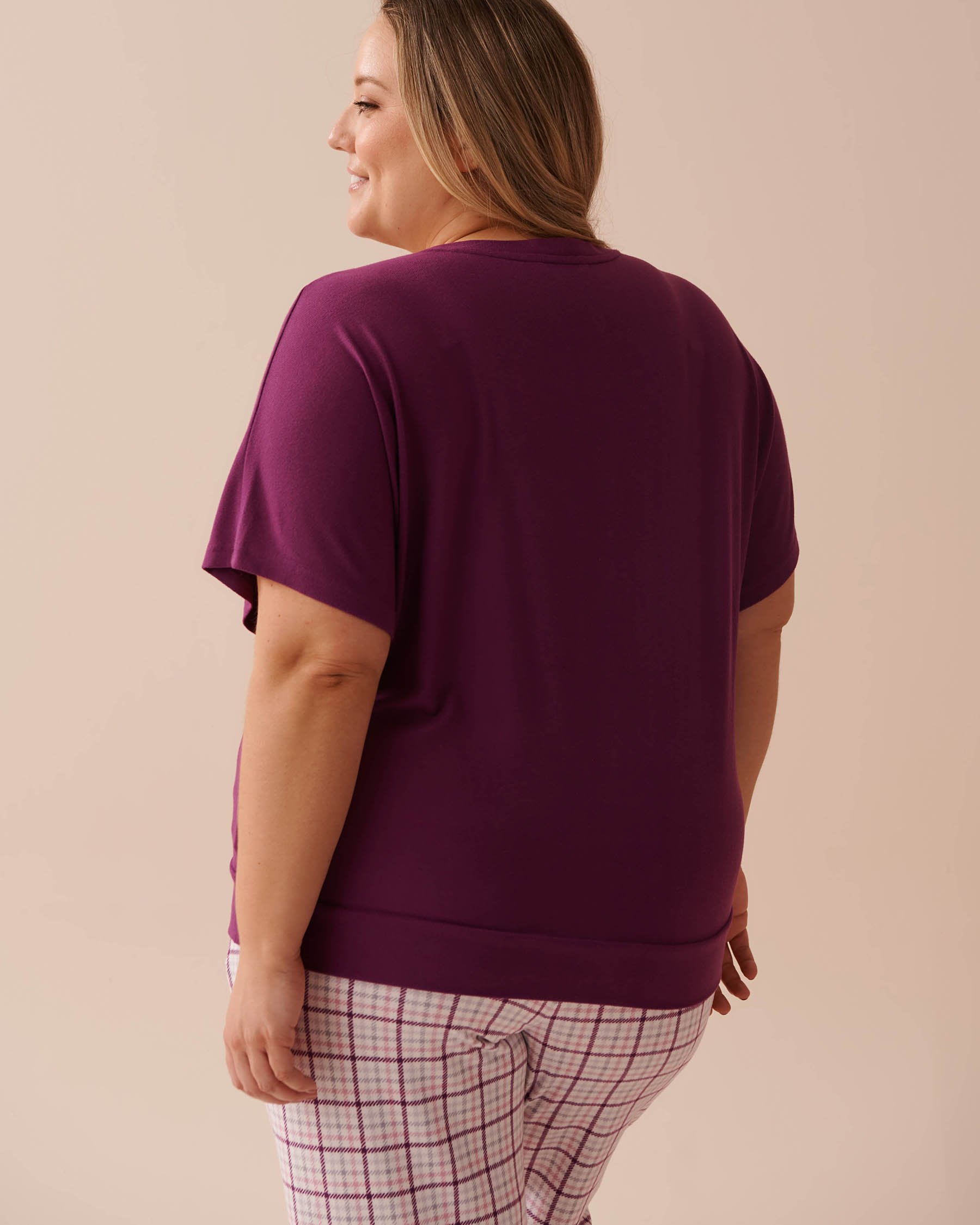 LA VIE EN ROSE Goose Print Recycled Fibers T-shirt Vibrant Violet 40100618 - View4