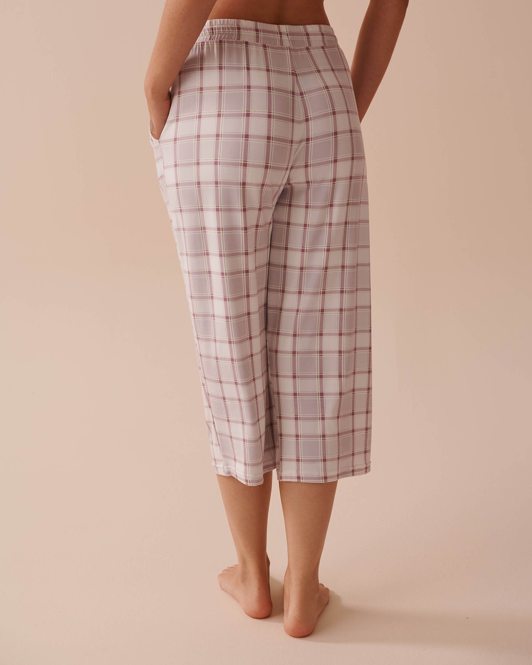 LA VIE EN ROSE Grey Plaid Super Soft Capris Grey Plaid 40200615 - View2