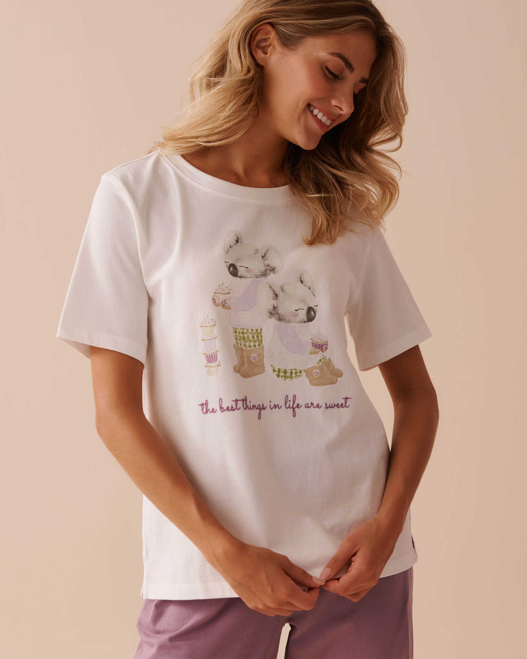 LA VIE EN ROSE T-shirt en coton à imprimé koala Blanc 40100614 - Voir1