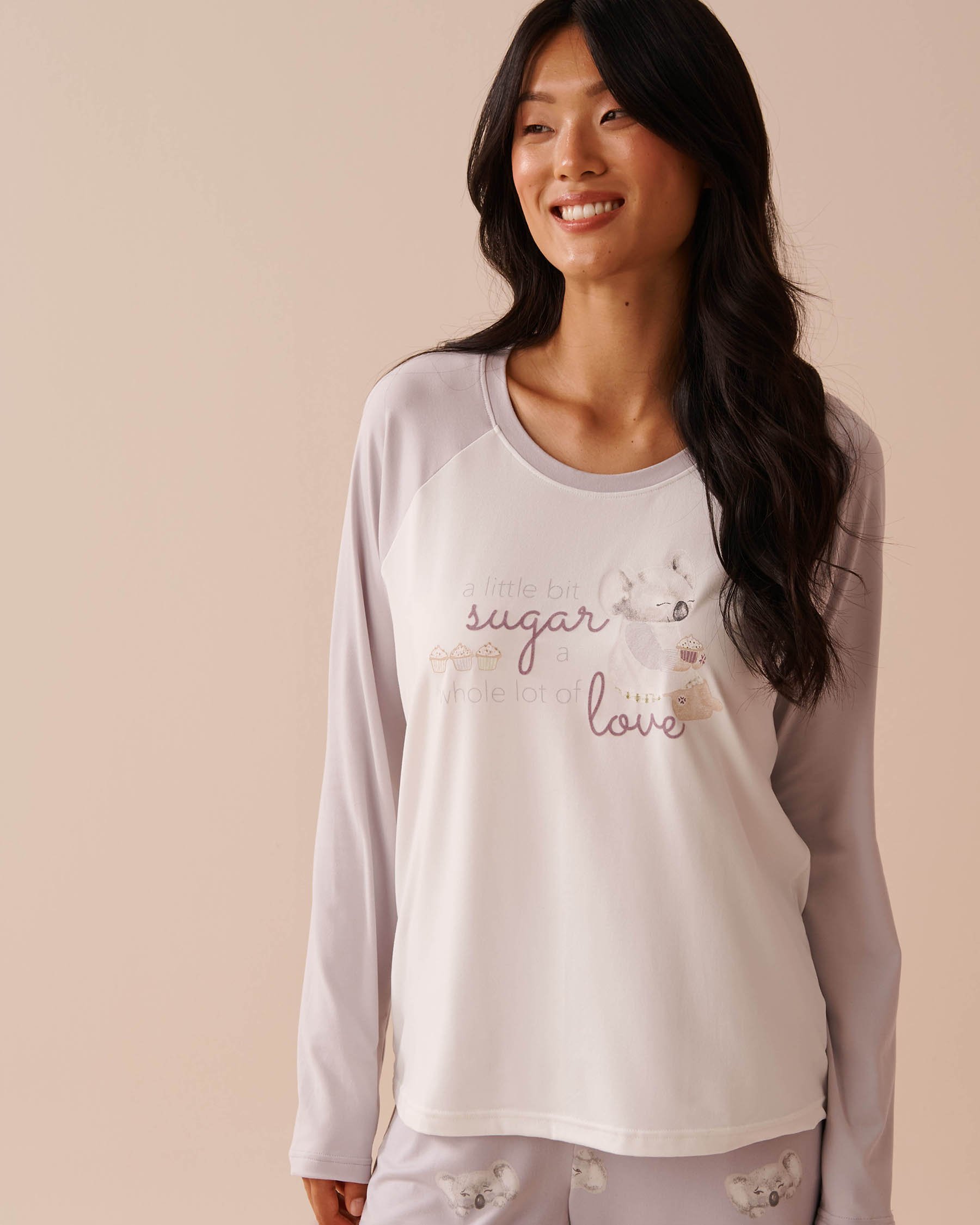 LA VIE EN ROSE Chandail manches longues ultra doux à imprimé koala Brume nocturne 40100623 - View1