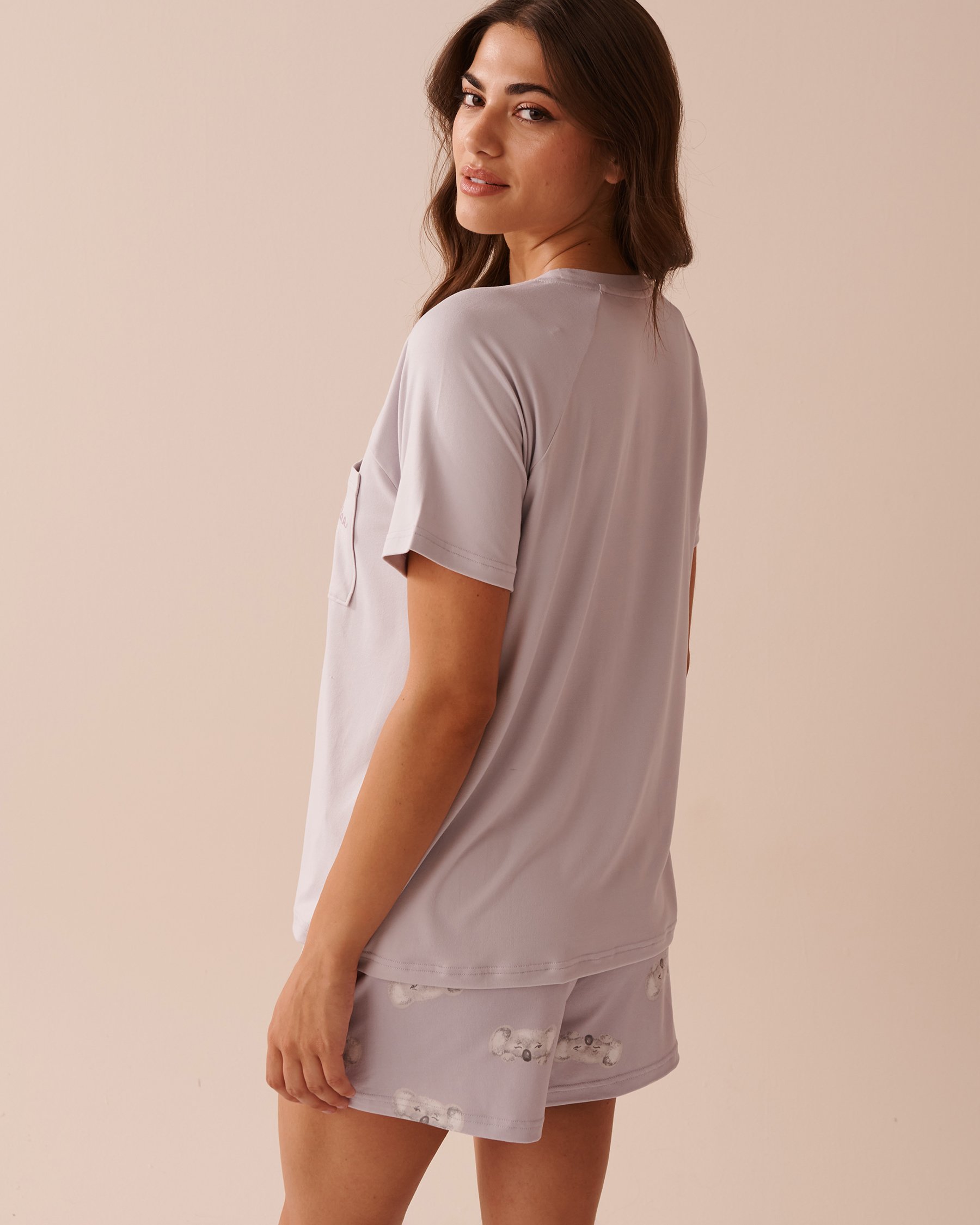 LA VIE EN ROSE Koala Print Super Soft T-shirt Evening Haze 40100624 - View2