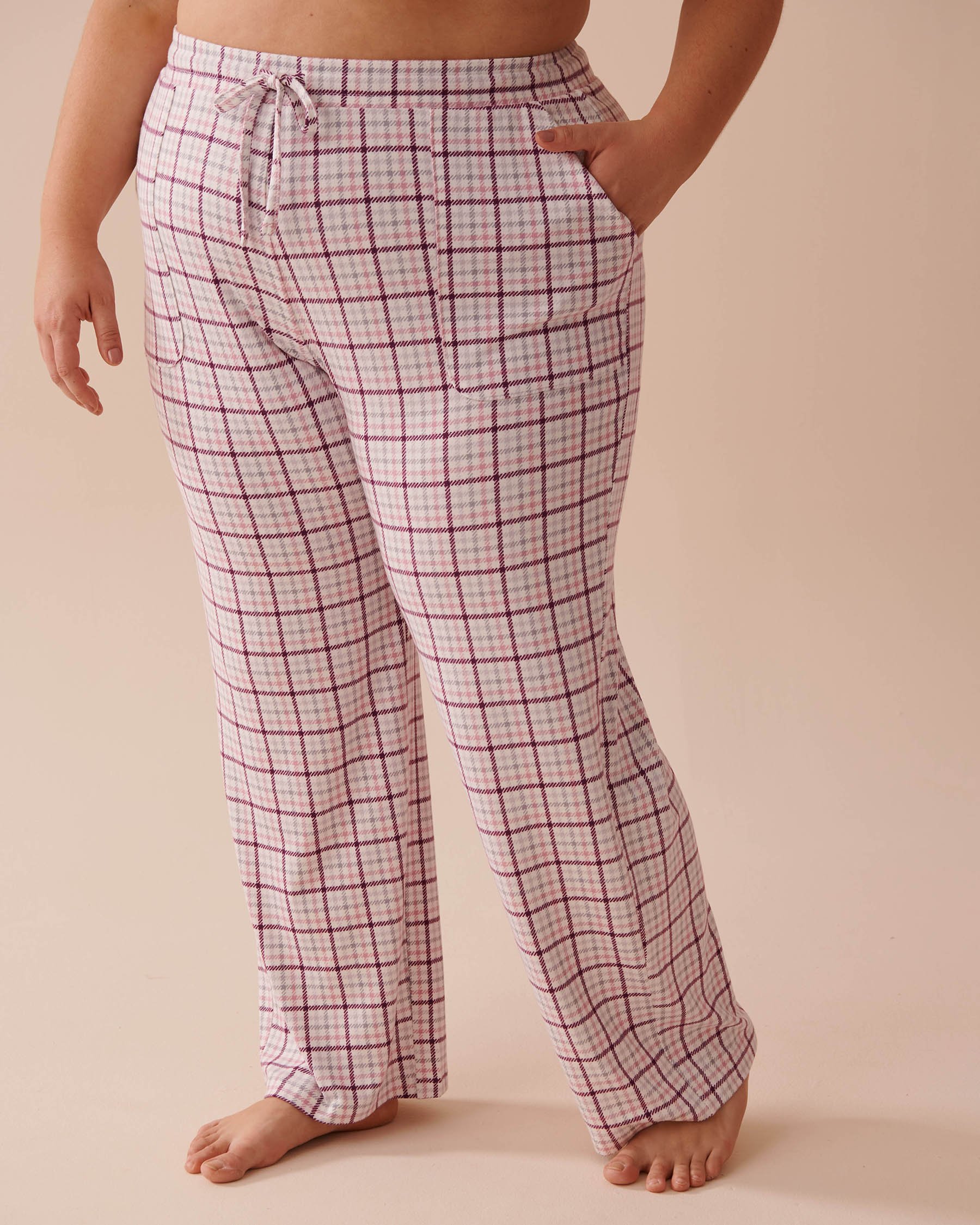 LA VIE EN ROSE Purple Plaid Recycled Fibers Pajama Pants Purple Plaid 40200610 - View3
