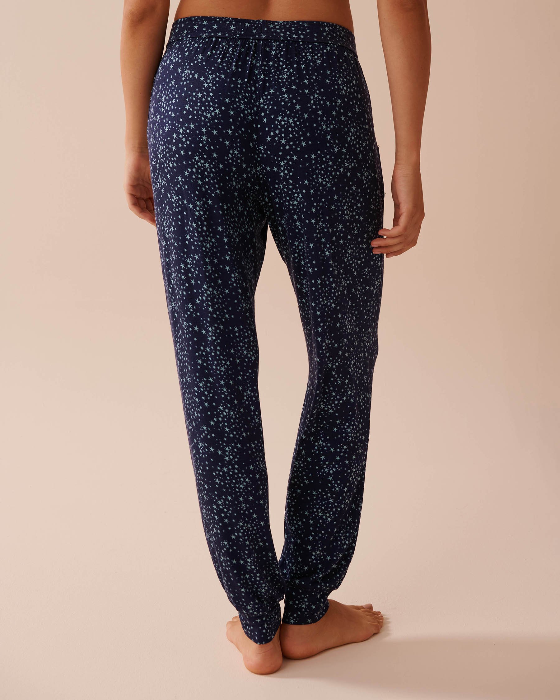 LA VIE EN ROSE Soft Jersey Jogger Pajama Pants Little Blue Stars 40200620 - View2