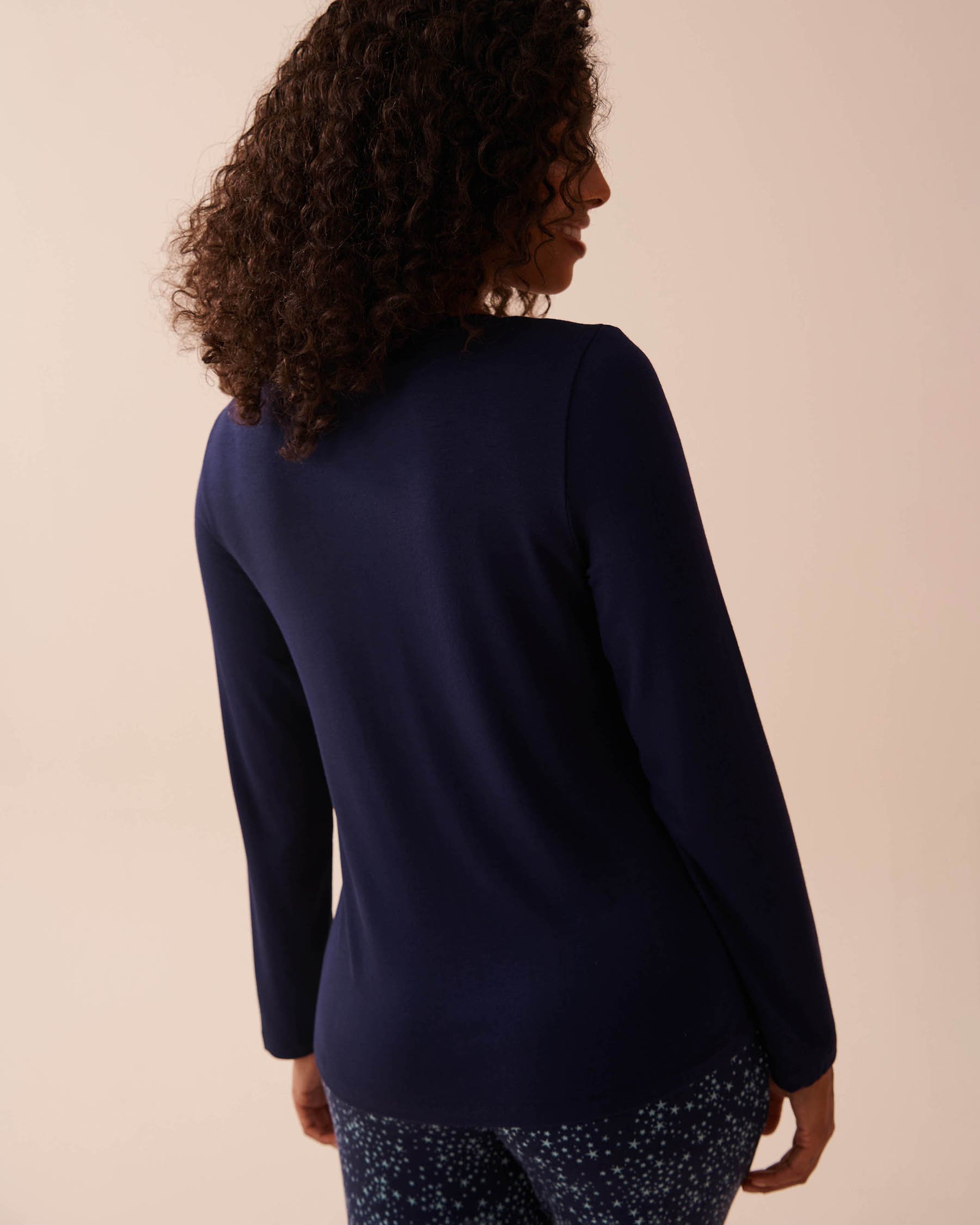 LA VIE EN ROSE Soft Jersey Long Sleeve Shirt Evening Blue 40100629 - View2