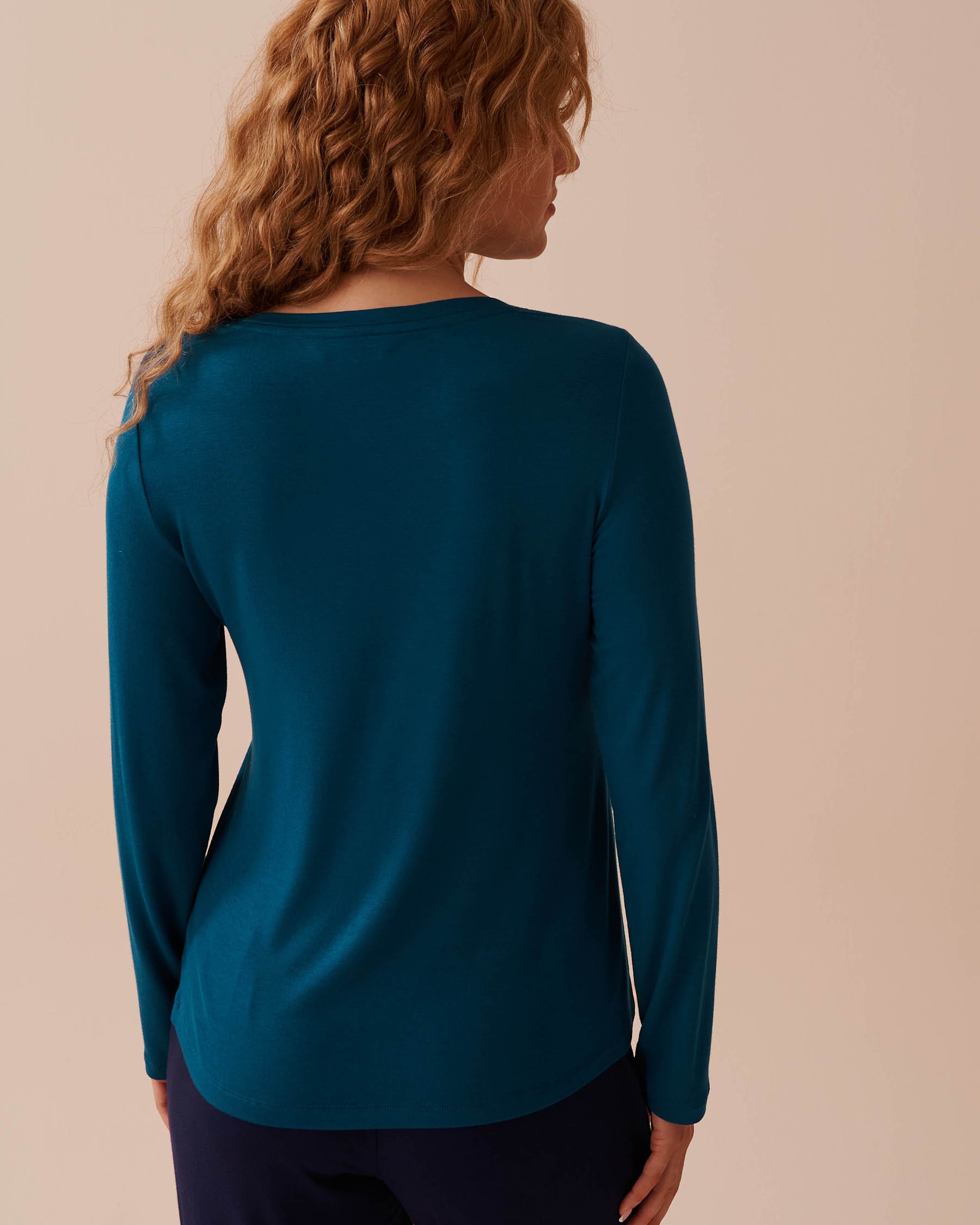 LA VIE EN ROSE Chandail manches longues en jersey doux Bleu mer 40100629 - View3