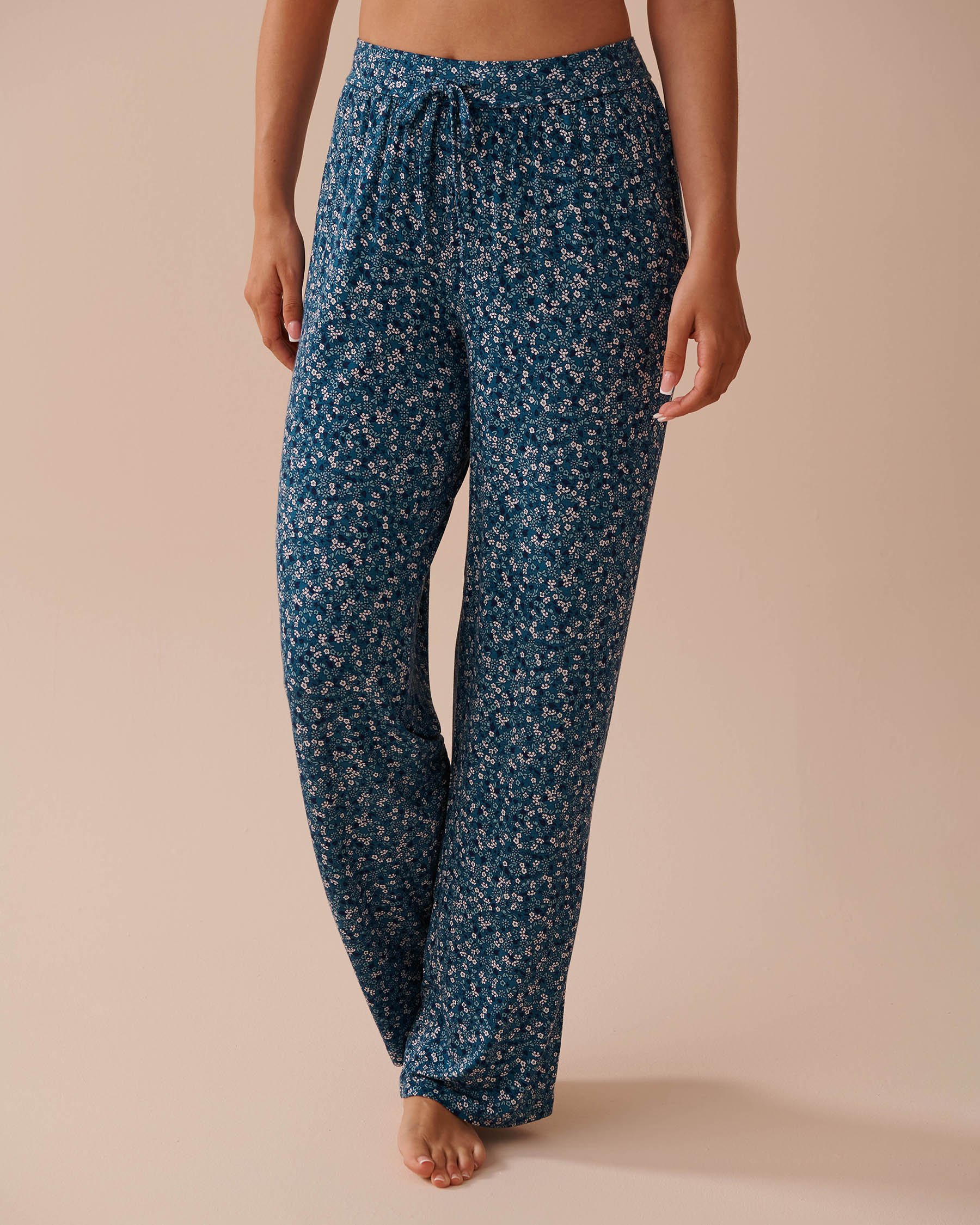 LA VIE EN ROSE Soft Jersey Pants Ditsy Blue Flowers 40200621 - View1