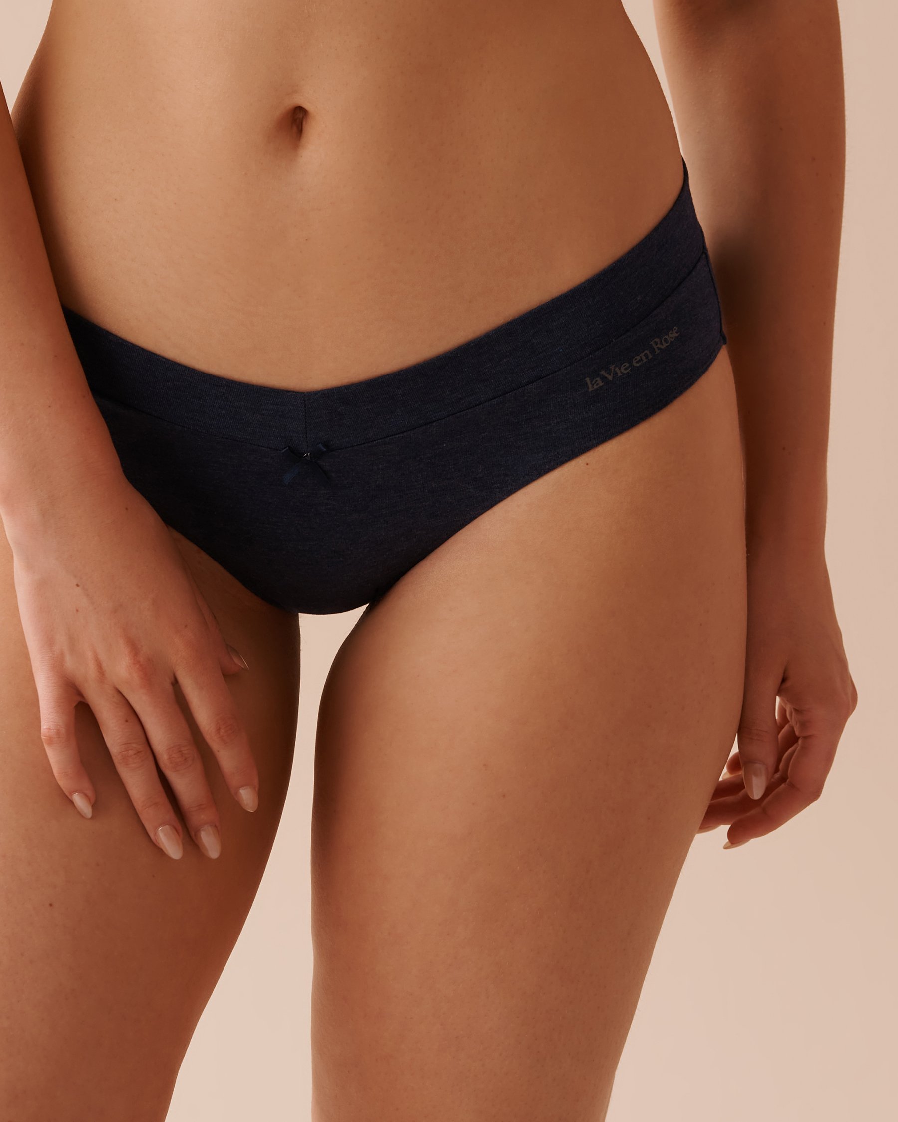 LA VIE EN ROSE Culotte bikini en coton Bleu nuit 20100502 - Voir1