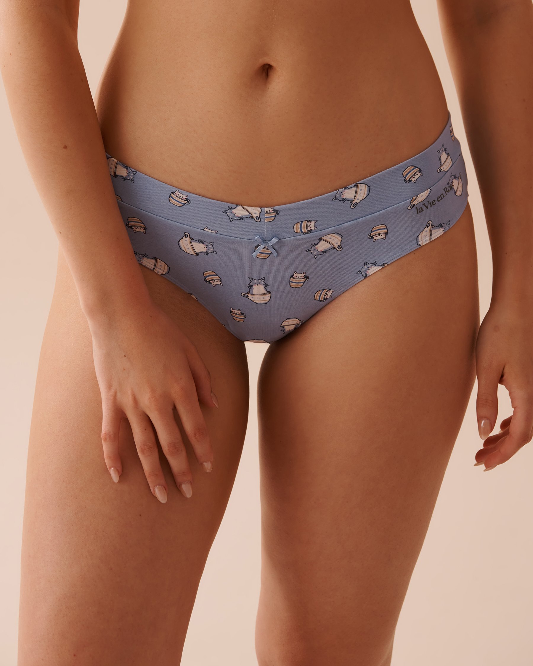 LA VIE EN ROSE Culotte bikini en coton Imprimé chat 20100502 - Voir1