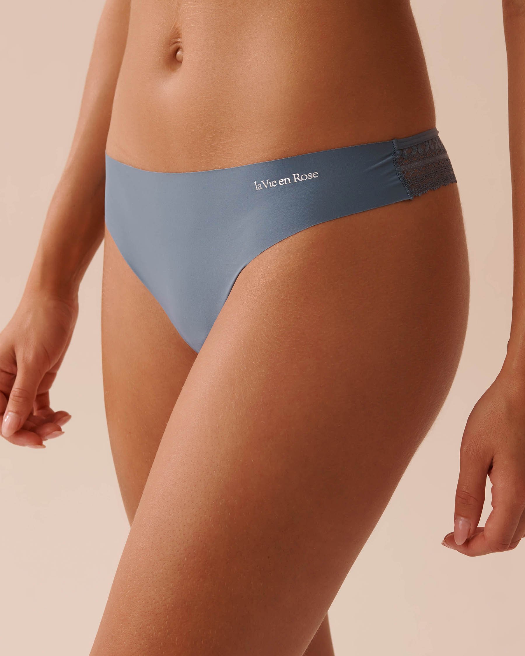 LA VIE EN ROSE Culotte tanga microfibre et dentelle à l'arrière Brume bleue 20200520 - View1