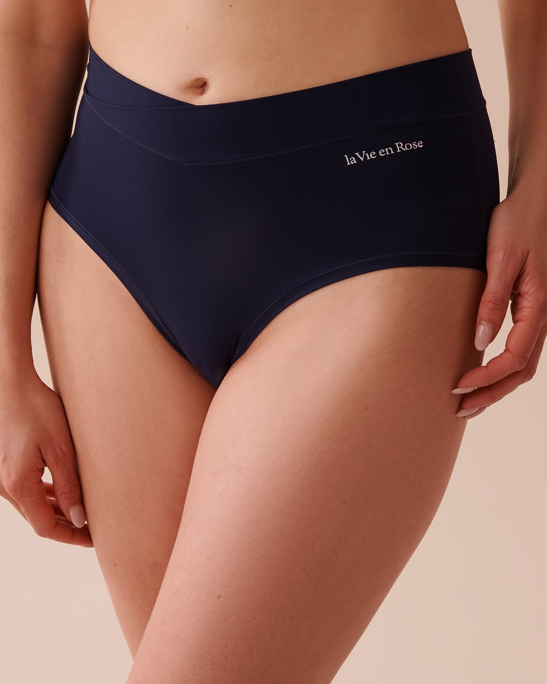 LA VIE EN ROSE Culotte bikini taille haute fit parfait Bleu nuit 20200537 - Voir3