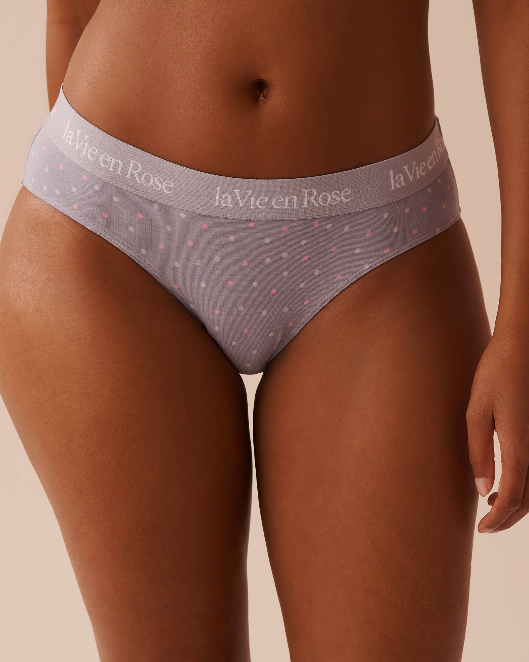 LA VIE EN ROSE Cotton and Logo Elastic Band Bikini Panty Cat Print 20100492 - View1