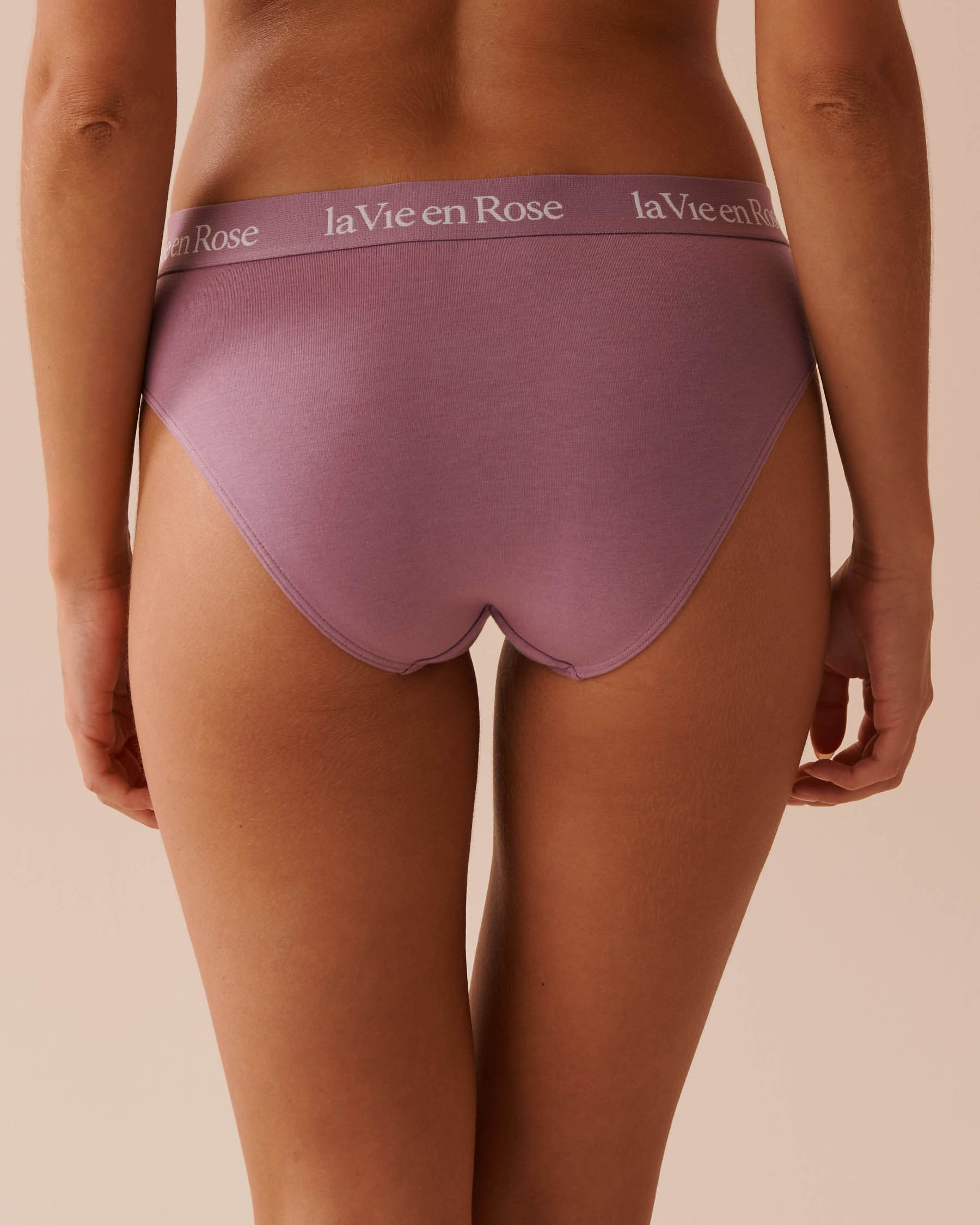 LA VIE EN ROSE Cotton and Logo Elastic Band Bikini Panty Dusty Orchid 20100492 - View2