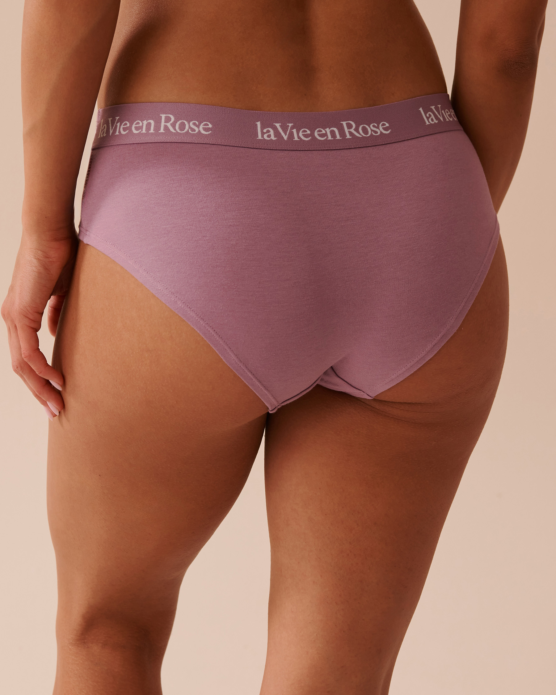 LA VIE EN ROSE Culotte aux hanches coton et bande élastique logo Orchidée 20100493 - View2