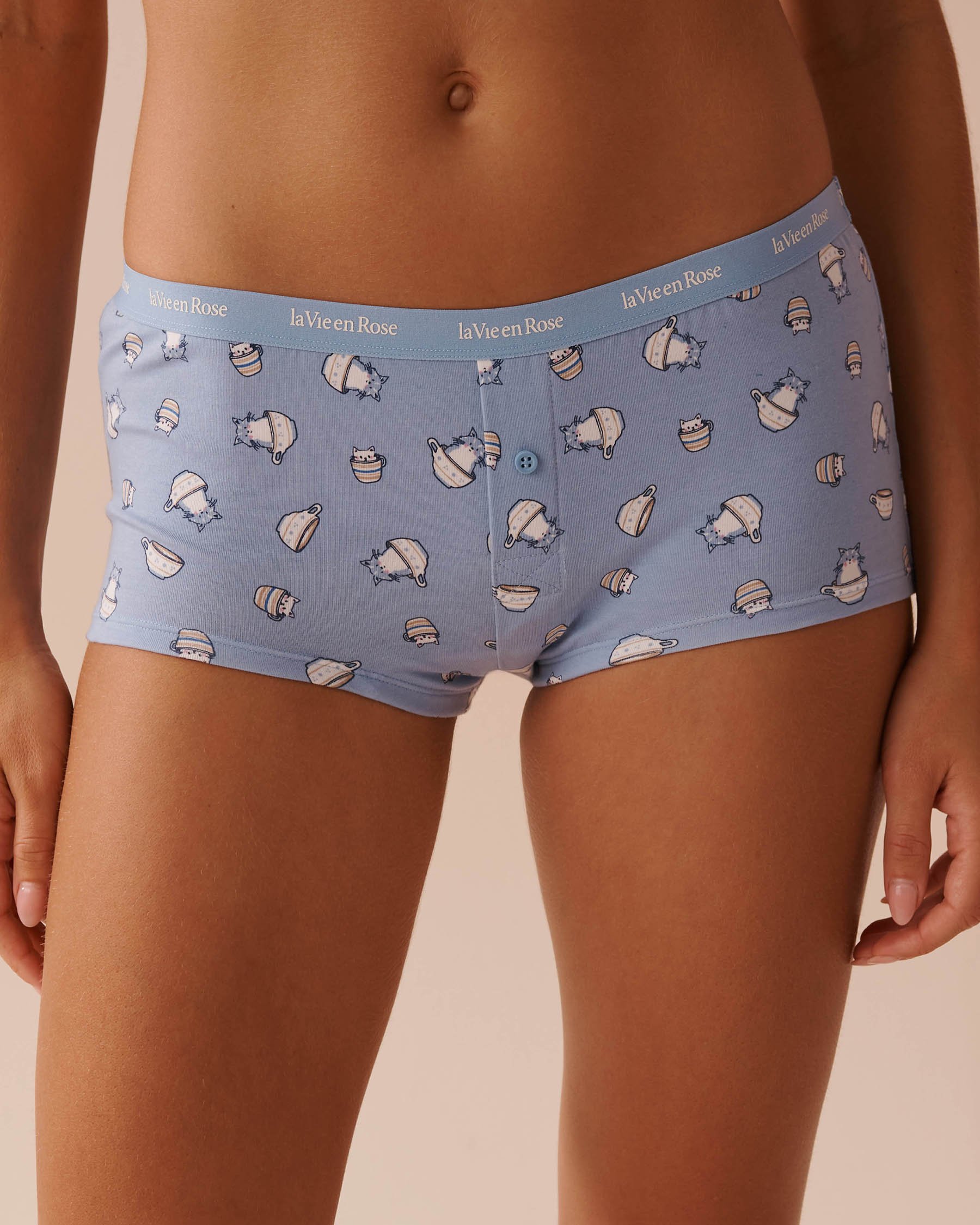 LA VIE EN ROSE Cotton Boyleg Panty Cat Print 20100500 - View3