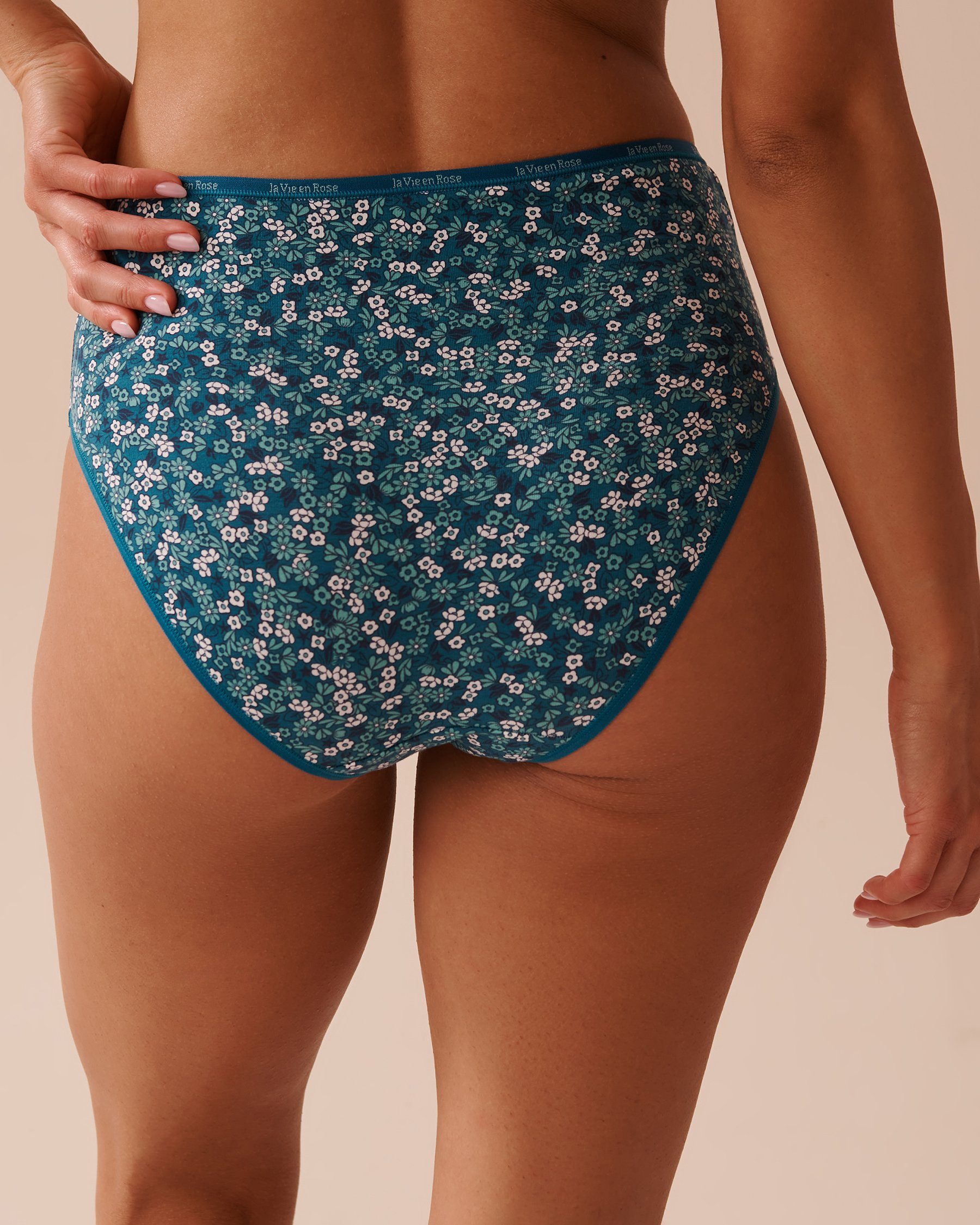LA VIE EN ROSE Cotton High Waist Bikini Panty Ditsy Blue Flowers 20100504 - View2