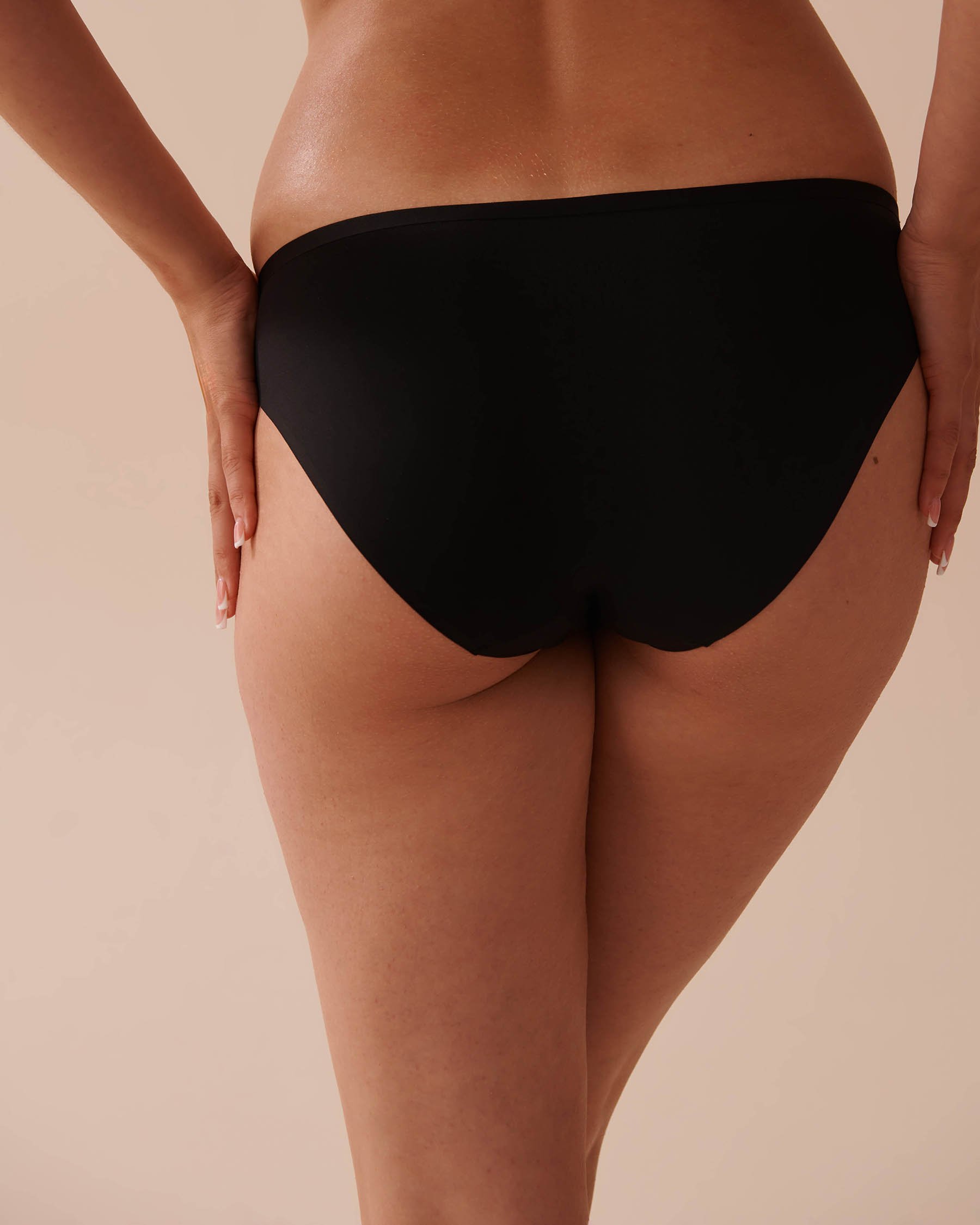 LA VIE EN ROSE Culotte bikini en microfibre et résille Noir 20300338 - View2