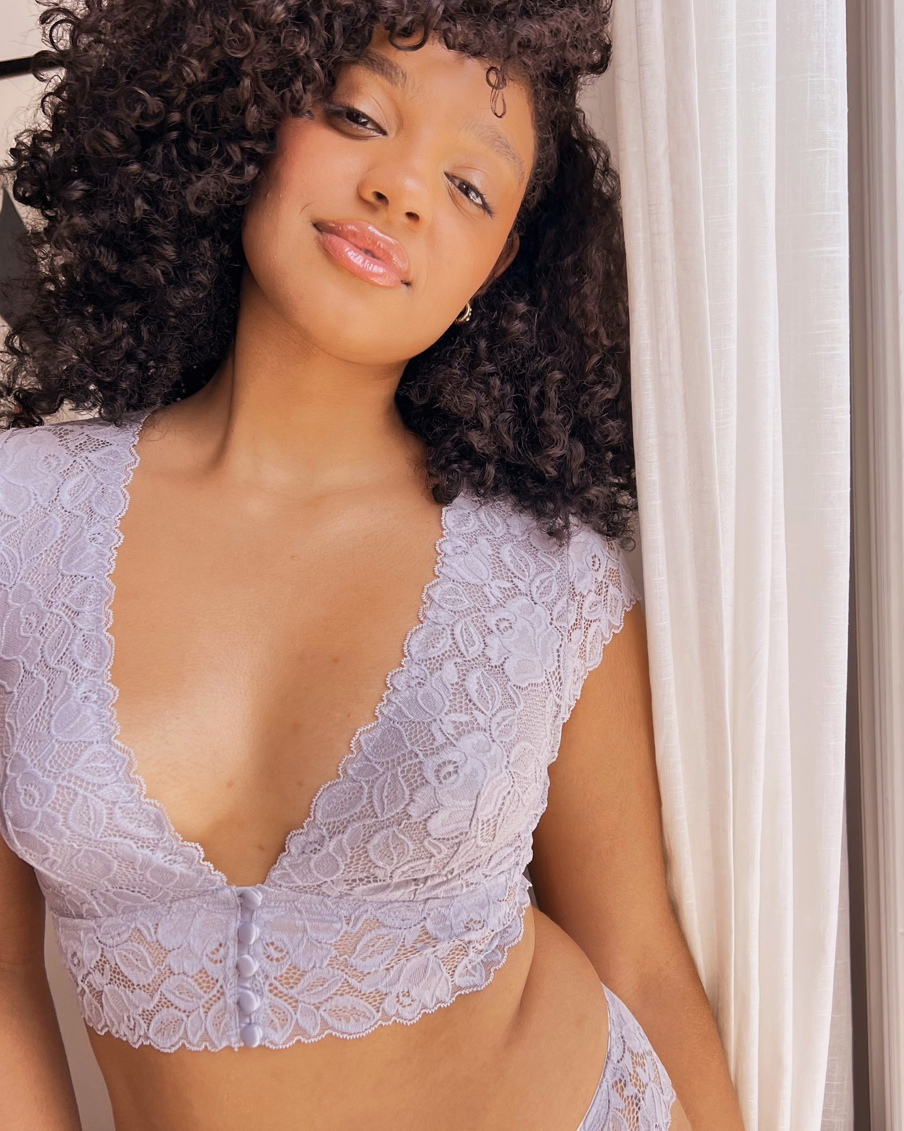 LA VIE EN ROSE Lace 2-piece Set Lilac Grey 60400043 - View6