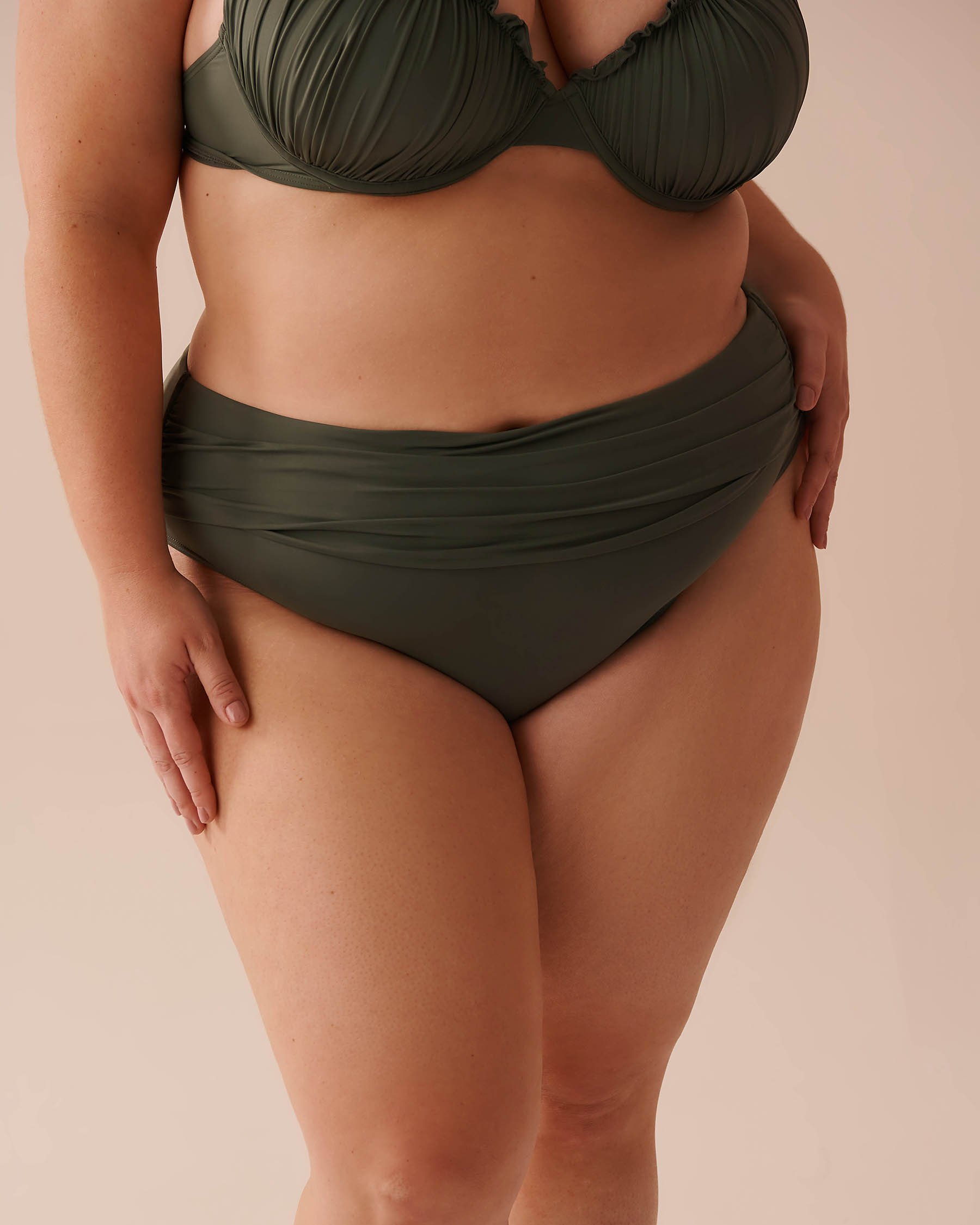 LA VIE EN ROSE AQUA THYME Draped Mid Waist Bikini Bottom Thyme 70300605 - View4