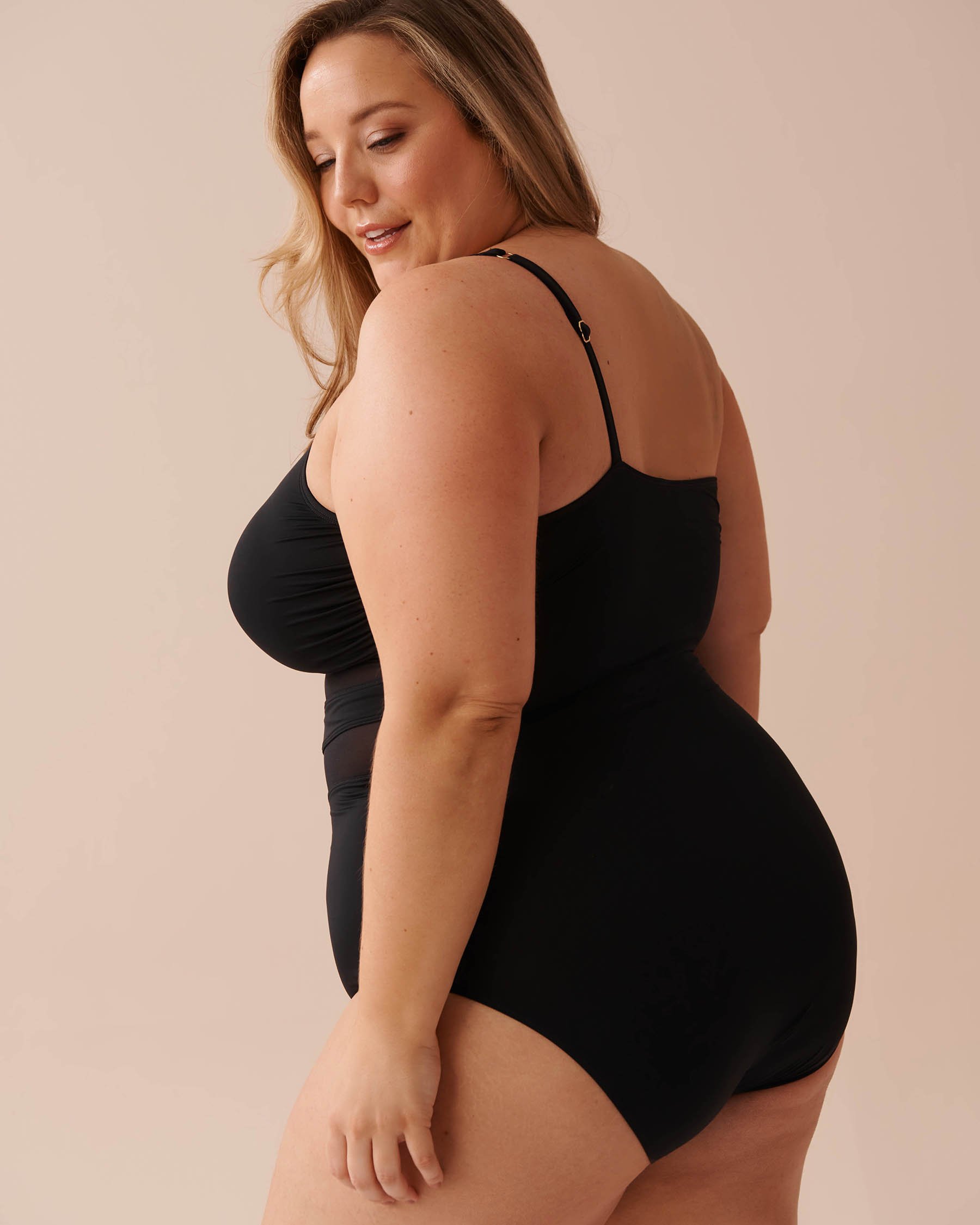 LA VIE EN ROSE AQUA LILAH Mesh Inserts One Shoulder One-piece Swimsuit Black 70400134 - View6