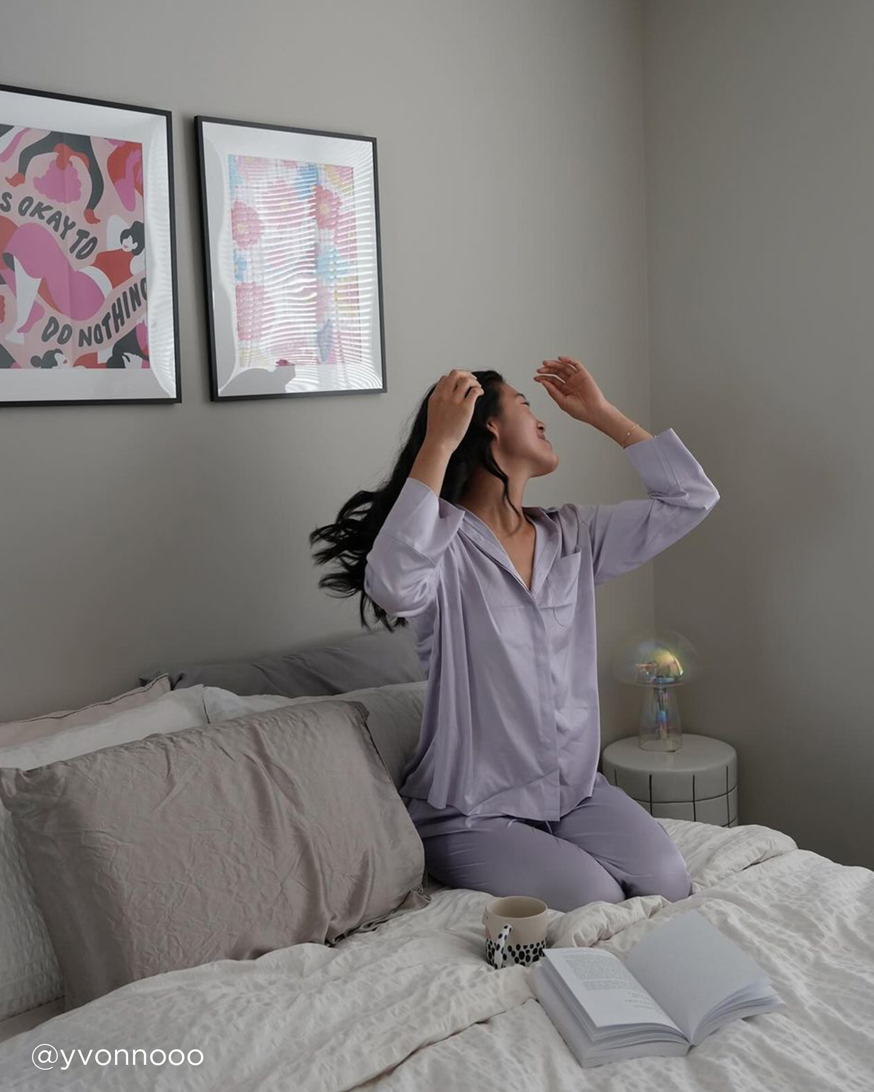 LA VIE EN ROSE Satin Button-down Shirt Evening Haze 60100111 - View7