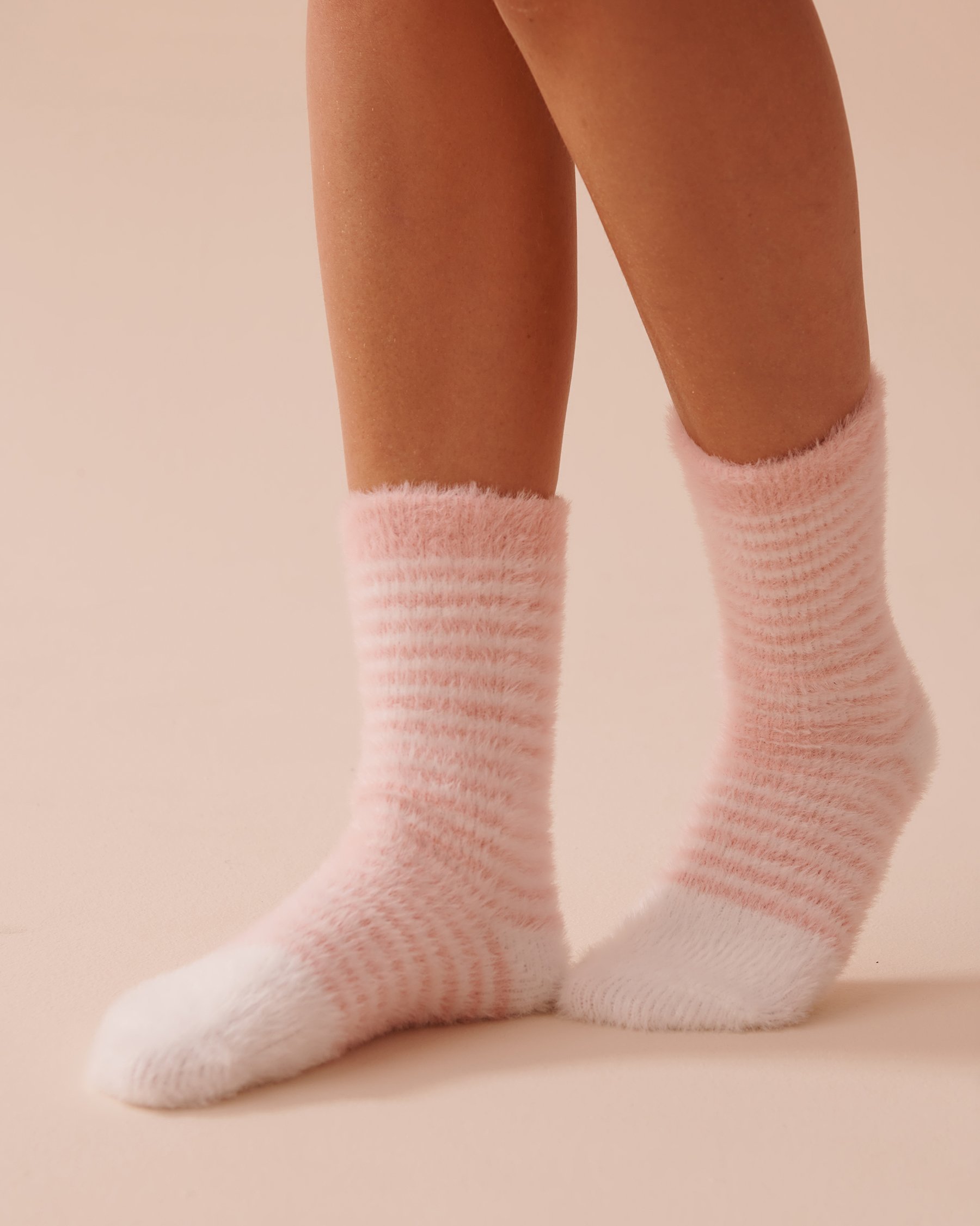 LA VIE EN ROSE 2 Pairs of Soft Plush Socks Fairy Pink Stripes 40700357 - View3