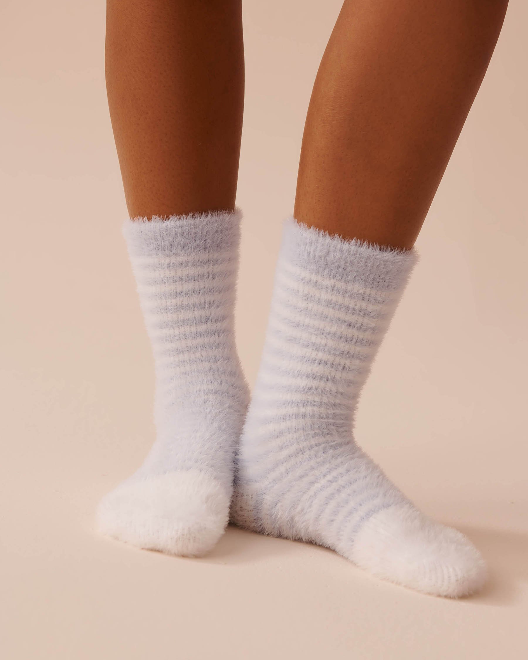 LA VIE EN ROSE 2 Pairs of Soft Plush Socks Grey Stripes 40700357 - View1