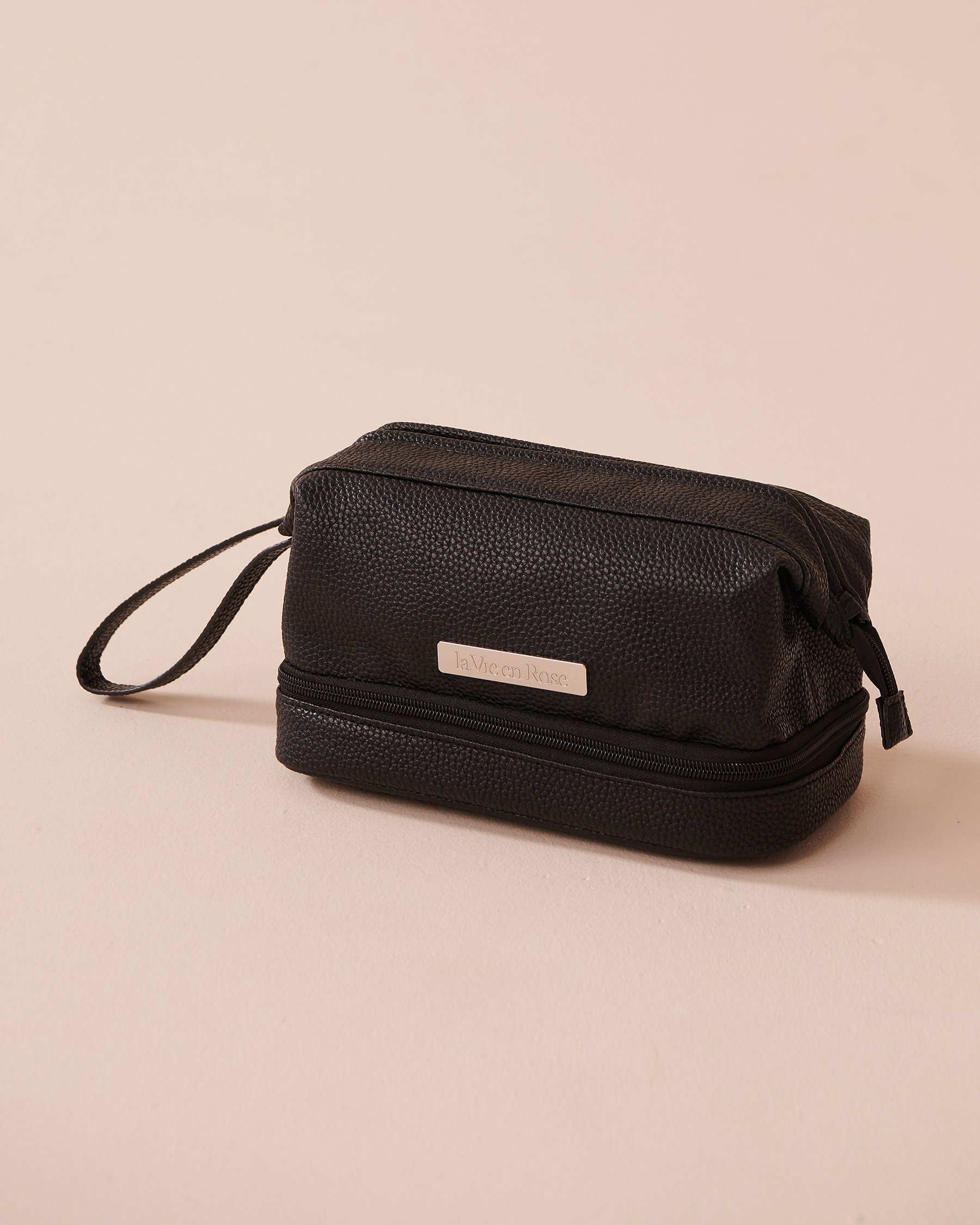 LA VIE EN ROSE Faux Leather Cosmetic Bag Black 40700352 - View1