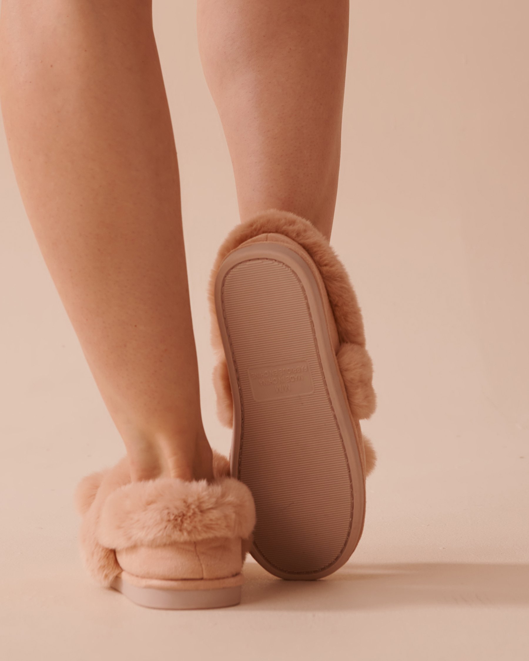 LA VIE EN ROSE Bow & Pompom Suede Bootie Slippers Brown 40700363 - View2