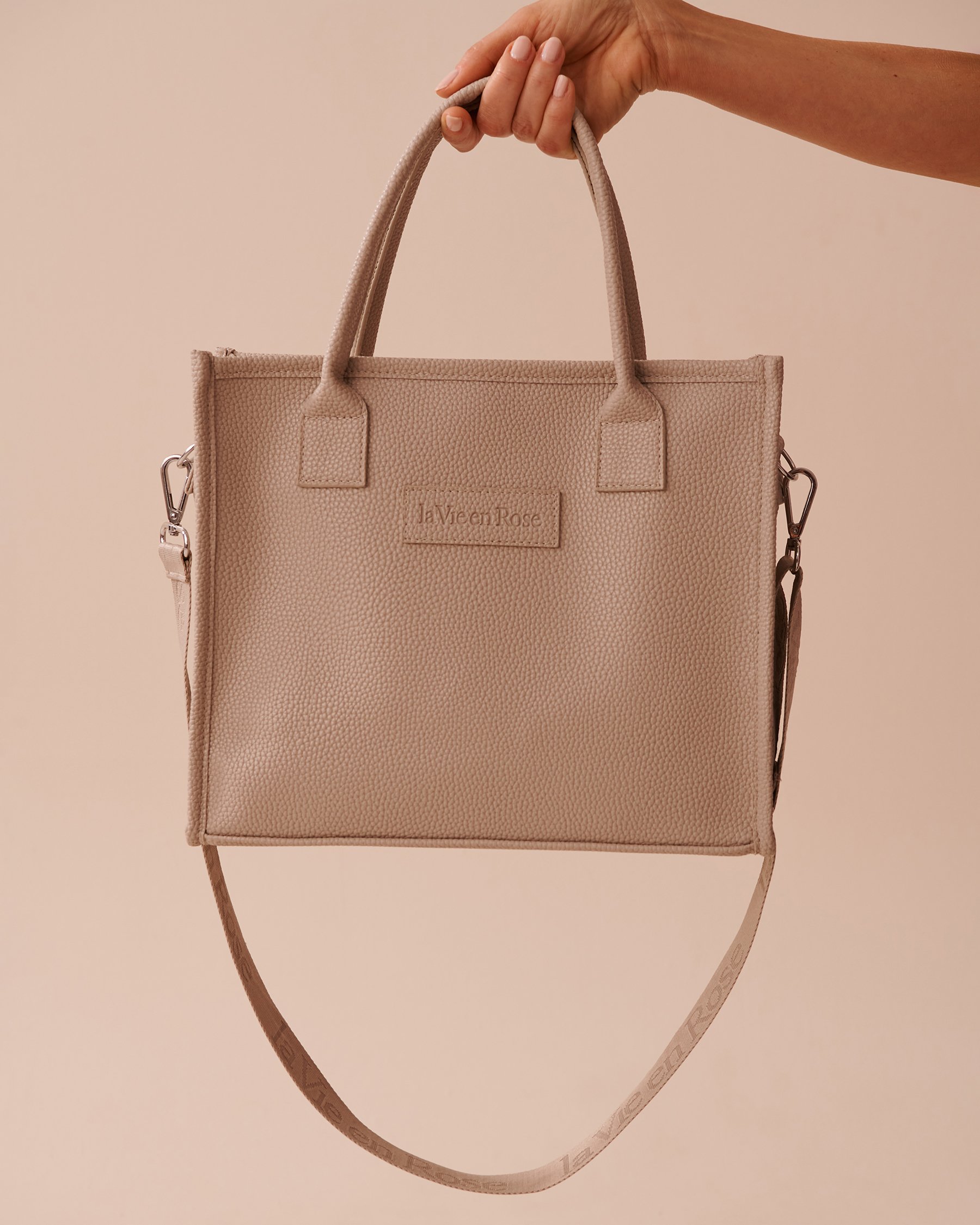 LA VIE EN ROSE Faux Leather Tote Bag Taupe 40700371 - View4