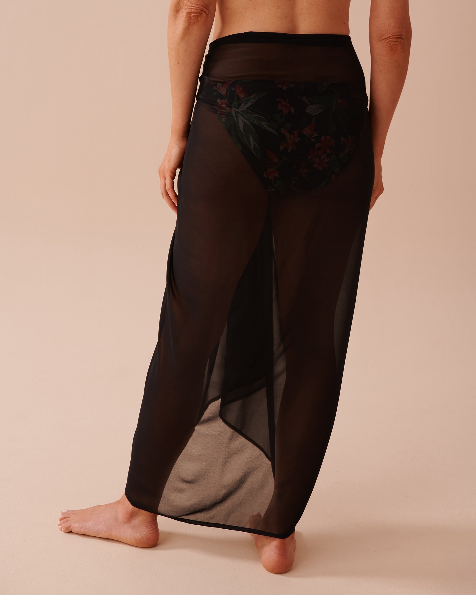 LA VIE EN ROSE AQUA Long Mesh Pareo Black 80200054 - View2