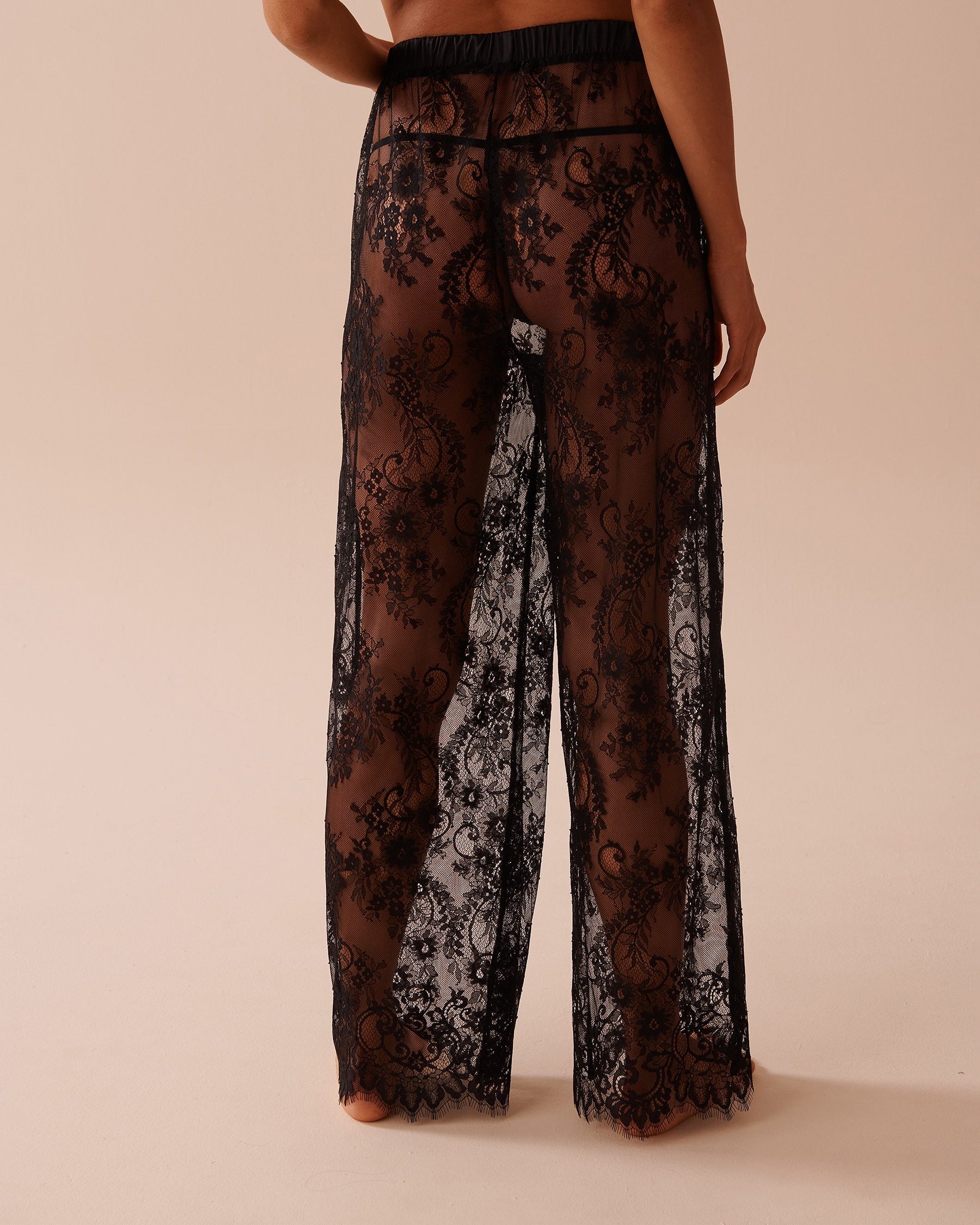 LA VIE EN ROSE Sheer Lace Pants Classic Black 60200110 - View2