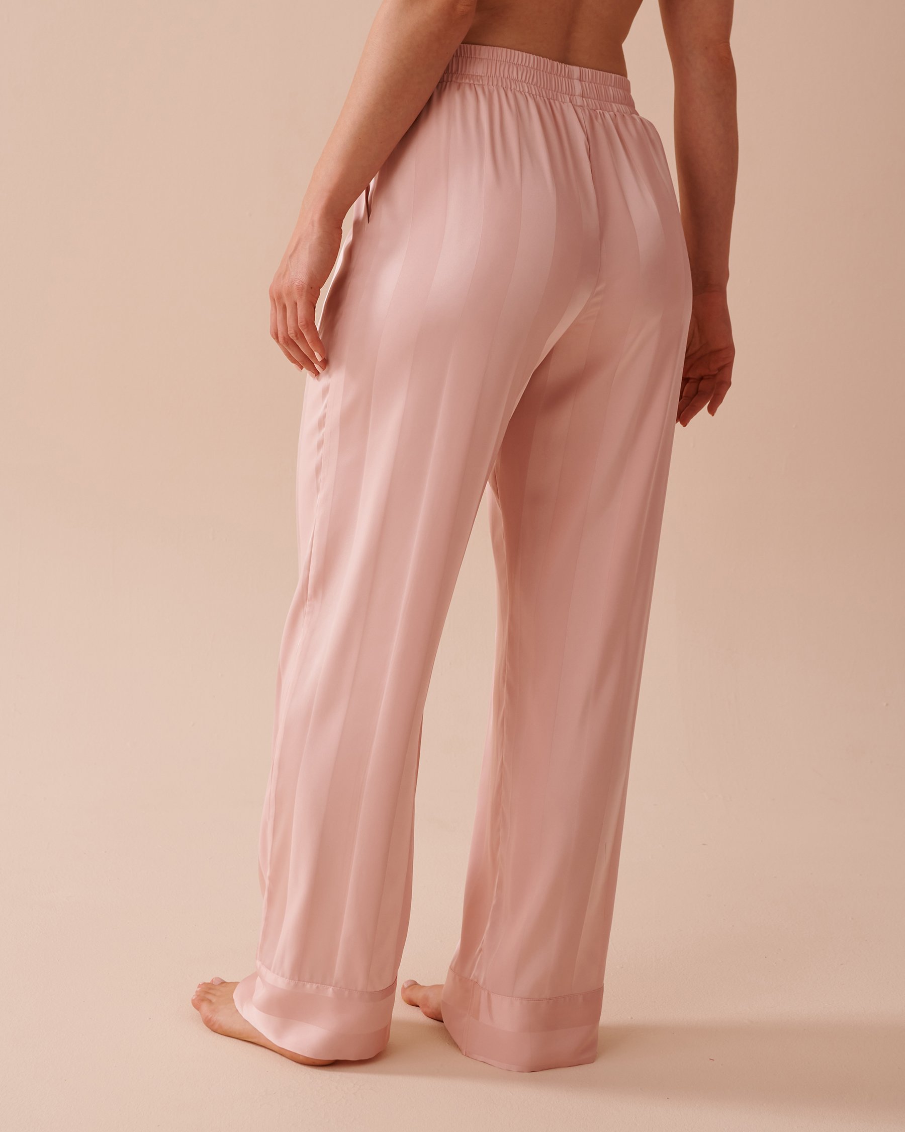 LA VIE EN ROSE Jacquard Stripe Satin Pajama Set Fairy Pink Stripes 60400047 - View6
