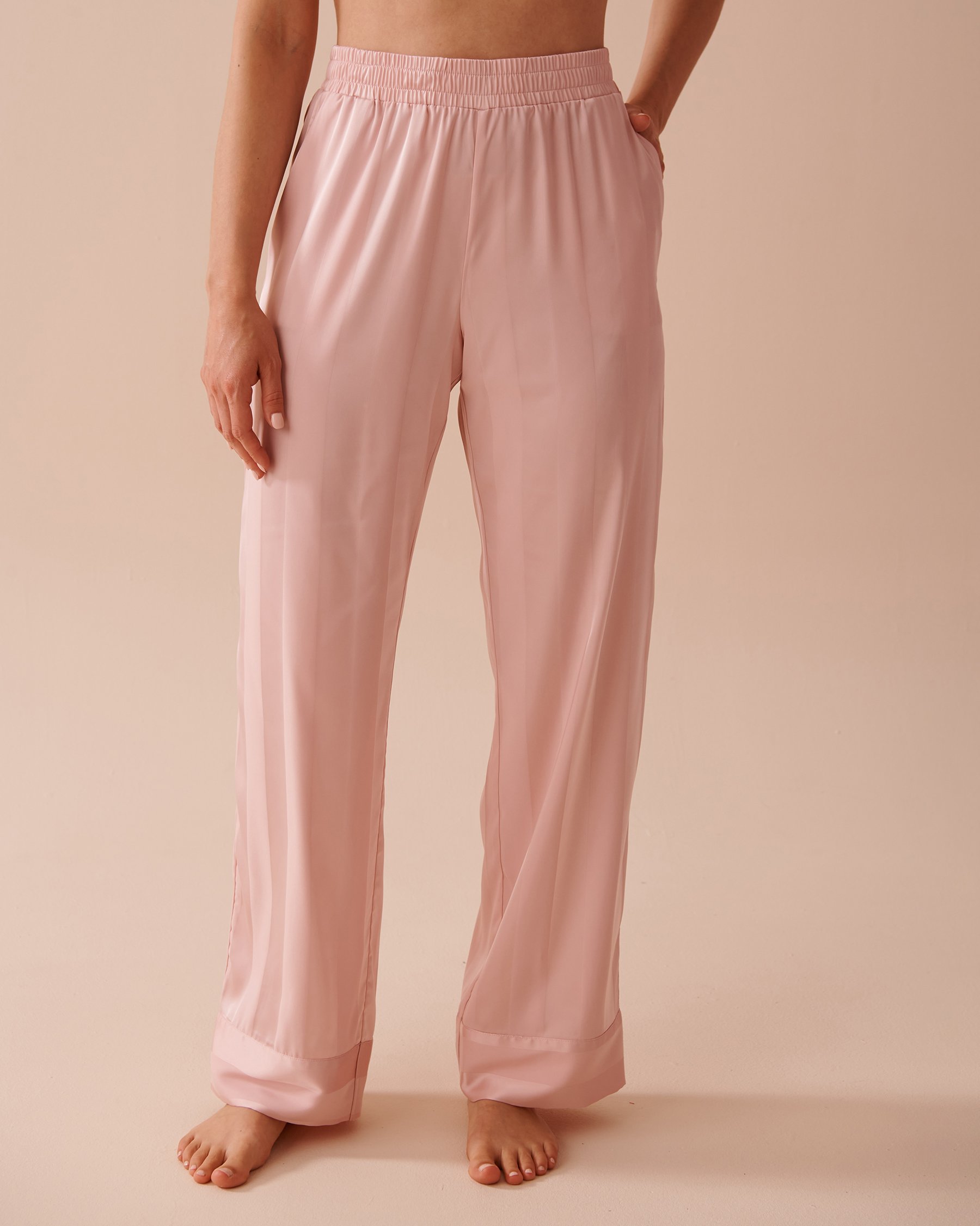 LA VIE EN ROSE Jacquard Stripe Satin Pajama Set Fairy Pink Stripes 60400047 - View5